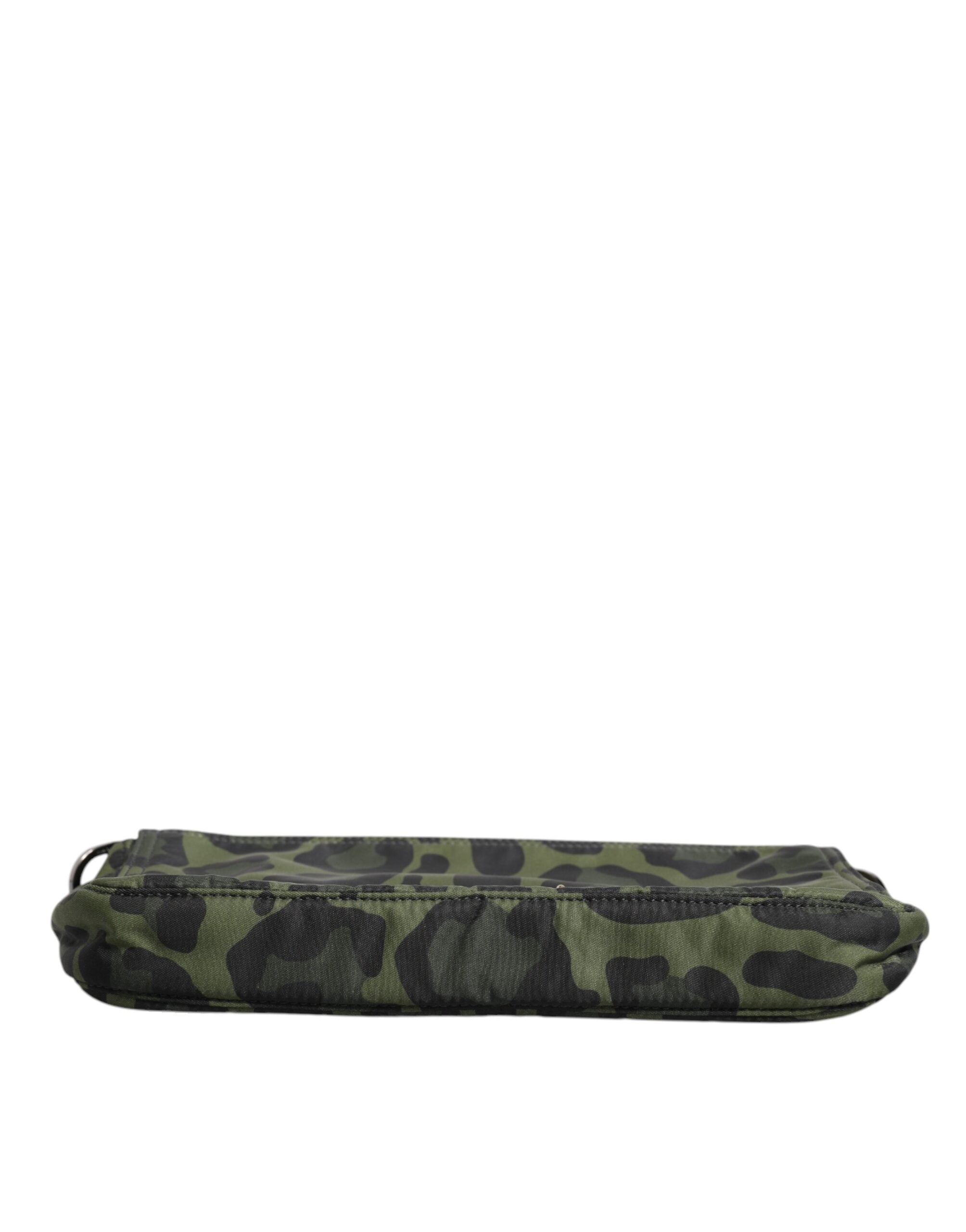 Dolce & Gabbana Green Nylon Leopard Print Shell Messenger Crossbody Men's Bag