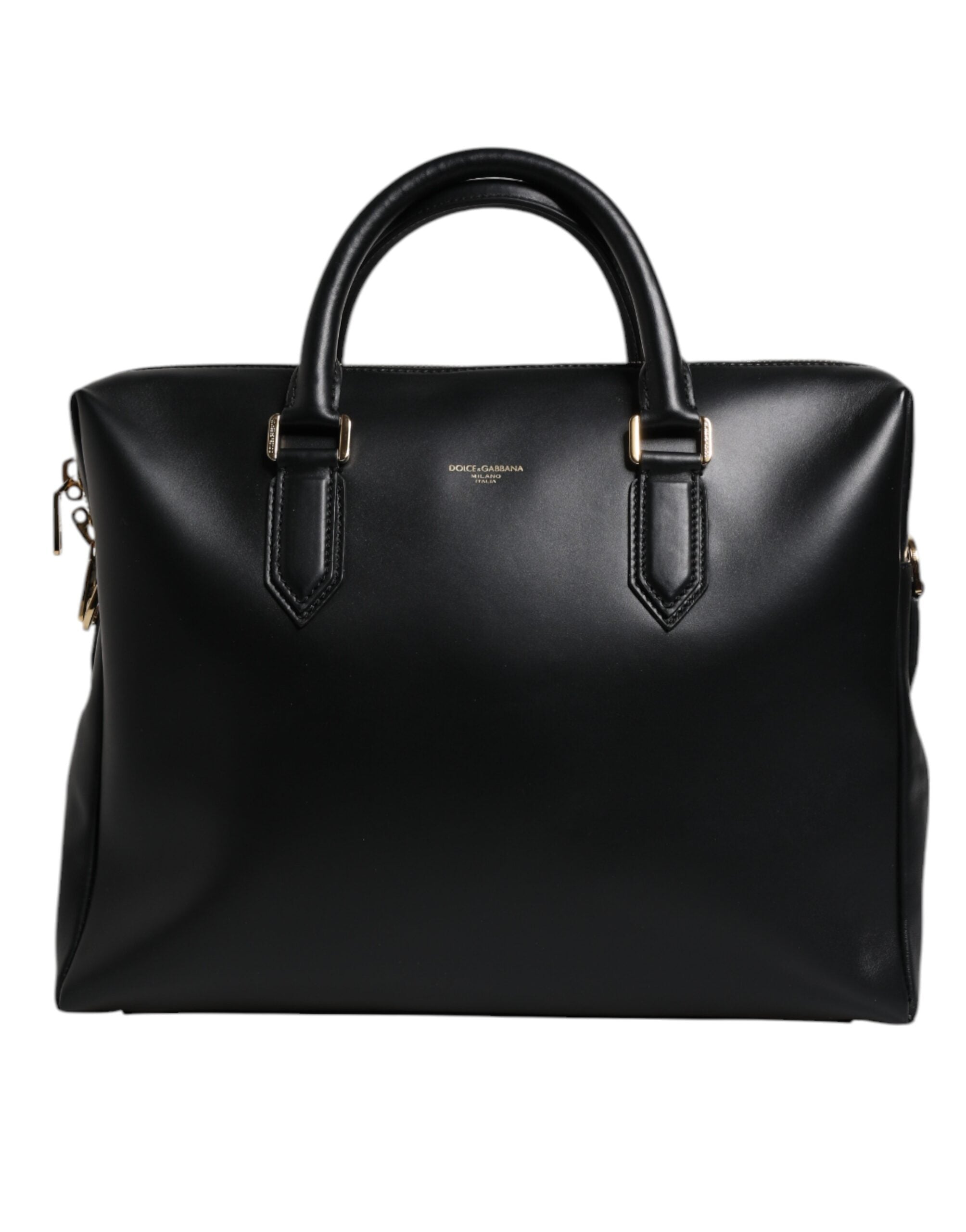 Dolce & Gabbana Black Calfskin Leather Heat Pressed Logo Briefcase Men's Bag (Pre-Owned)