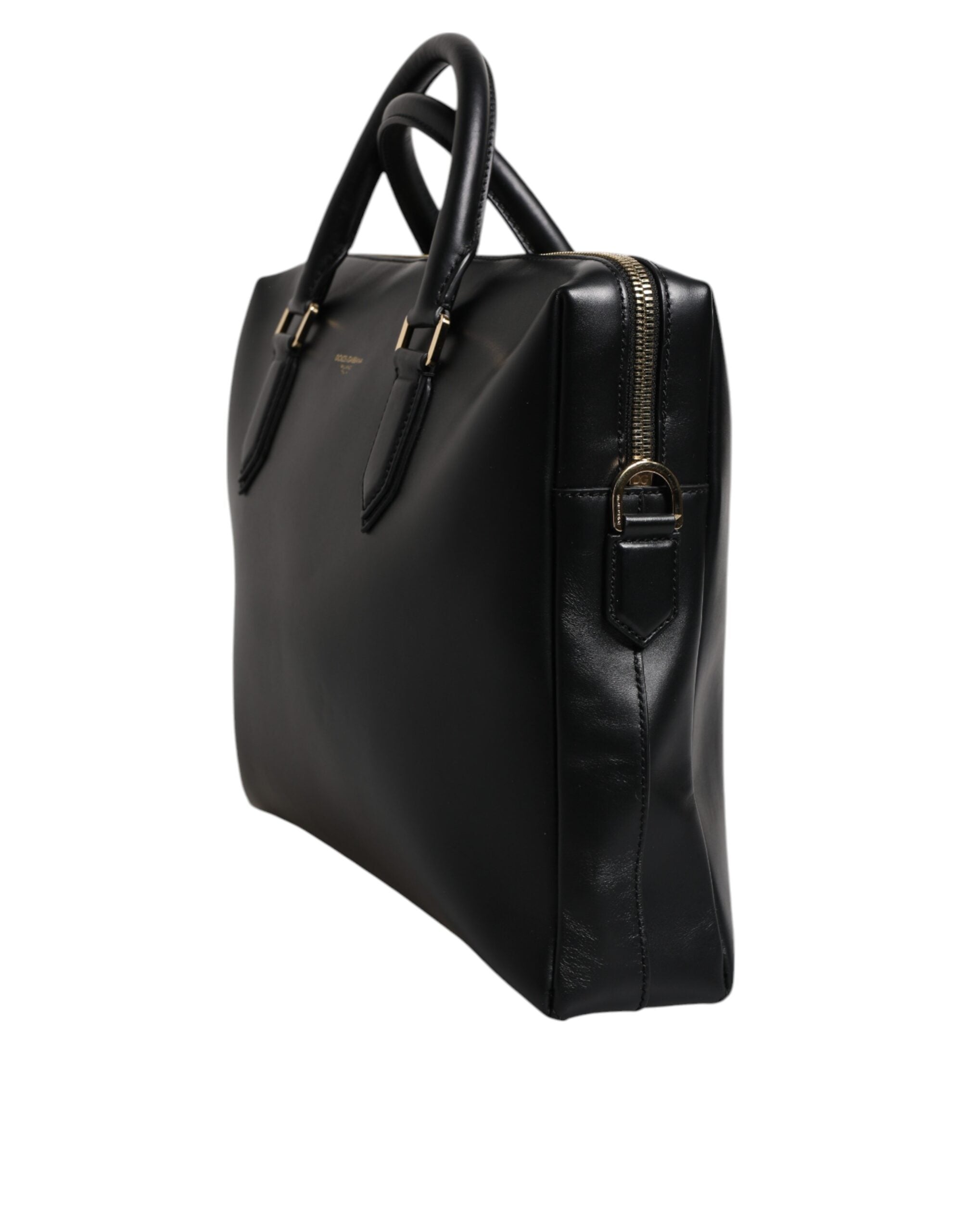 Dolce & Gabbana Black Calfskin Leather Heat Pressed Logo Briefcase Men's Bag (Pre-Owned)