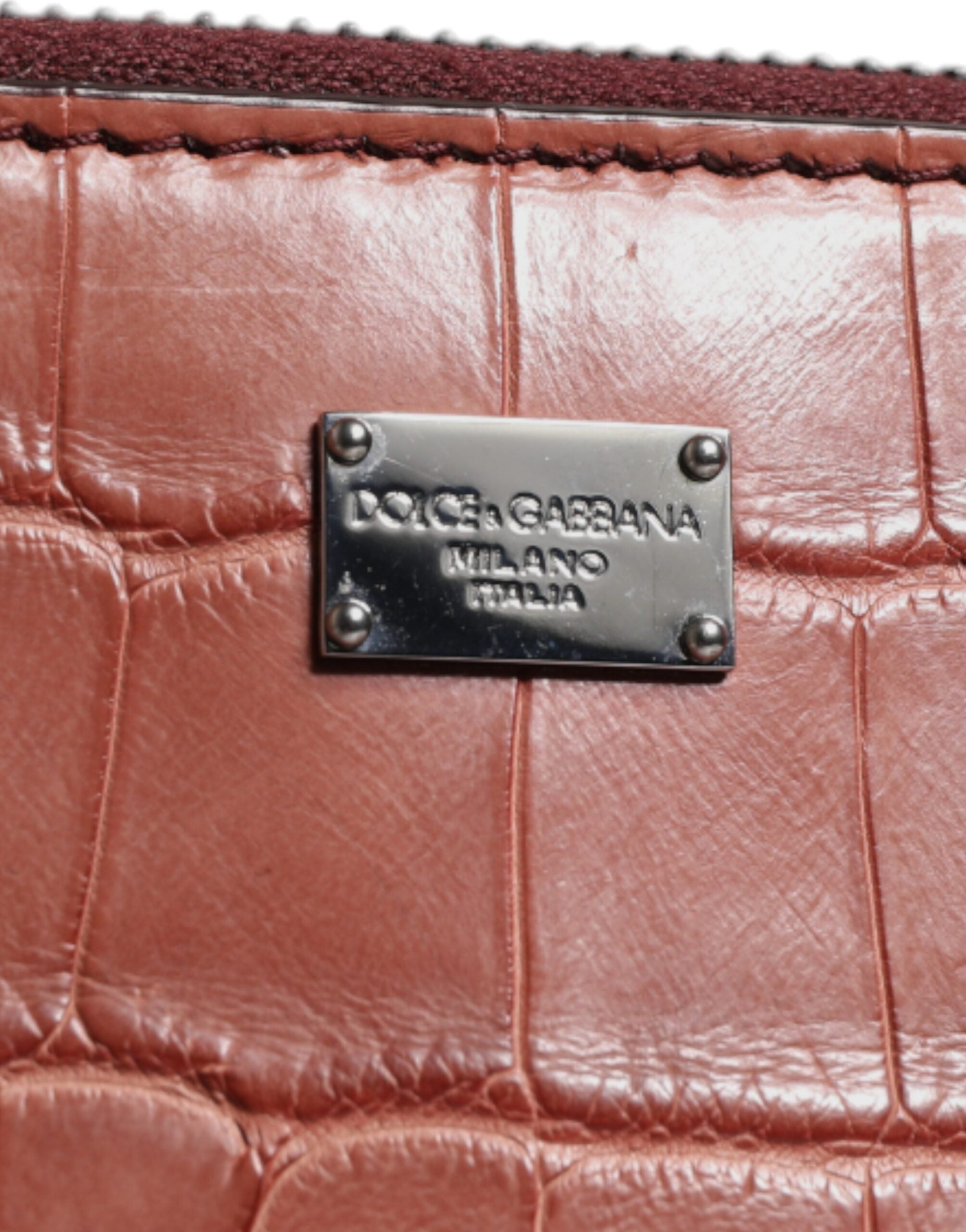 Dolce & Gabbana Bordeaux Croc Leather Logo Plaque Men Briefcase Men's Bag