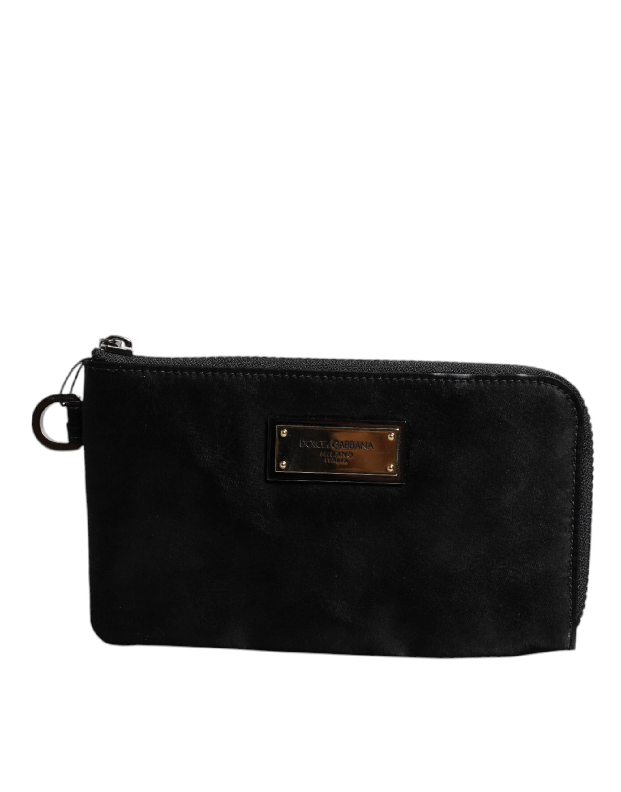 Dolce & Gabbana Black Nylon Logo Plaque Keyring Pouch Clutch Men's Bag (Pre-Owned)