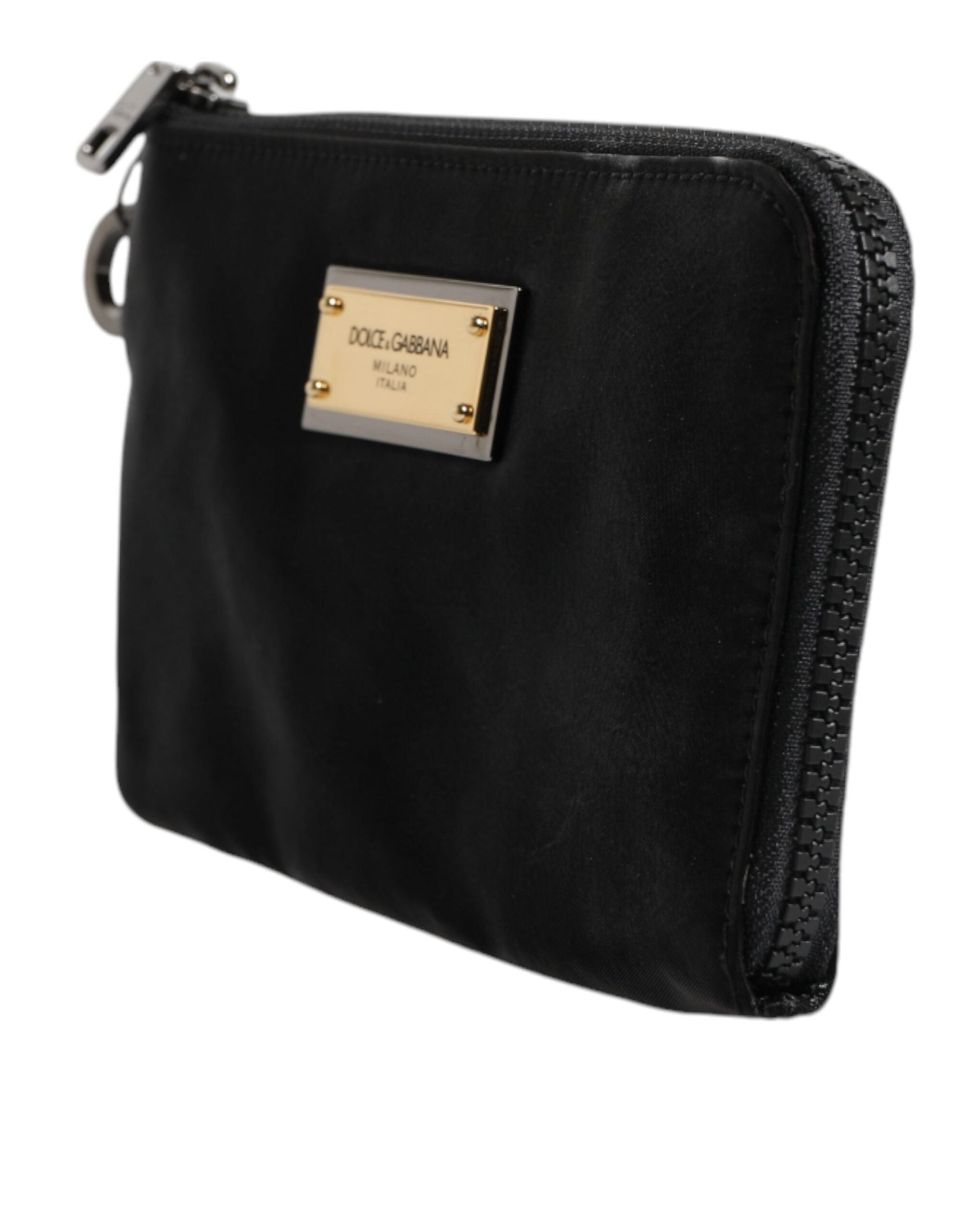 Dolce & Gabbana Black Nylon Logo Plaque Keyring Pouch Clutch Men's Bag (Pre-Owned)