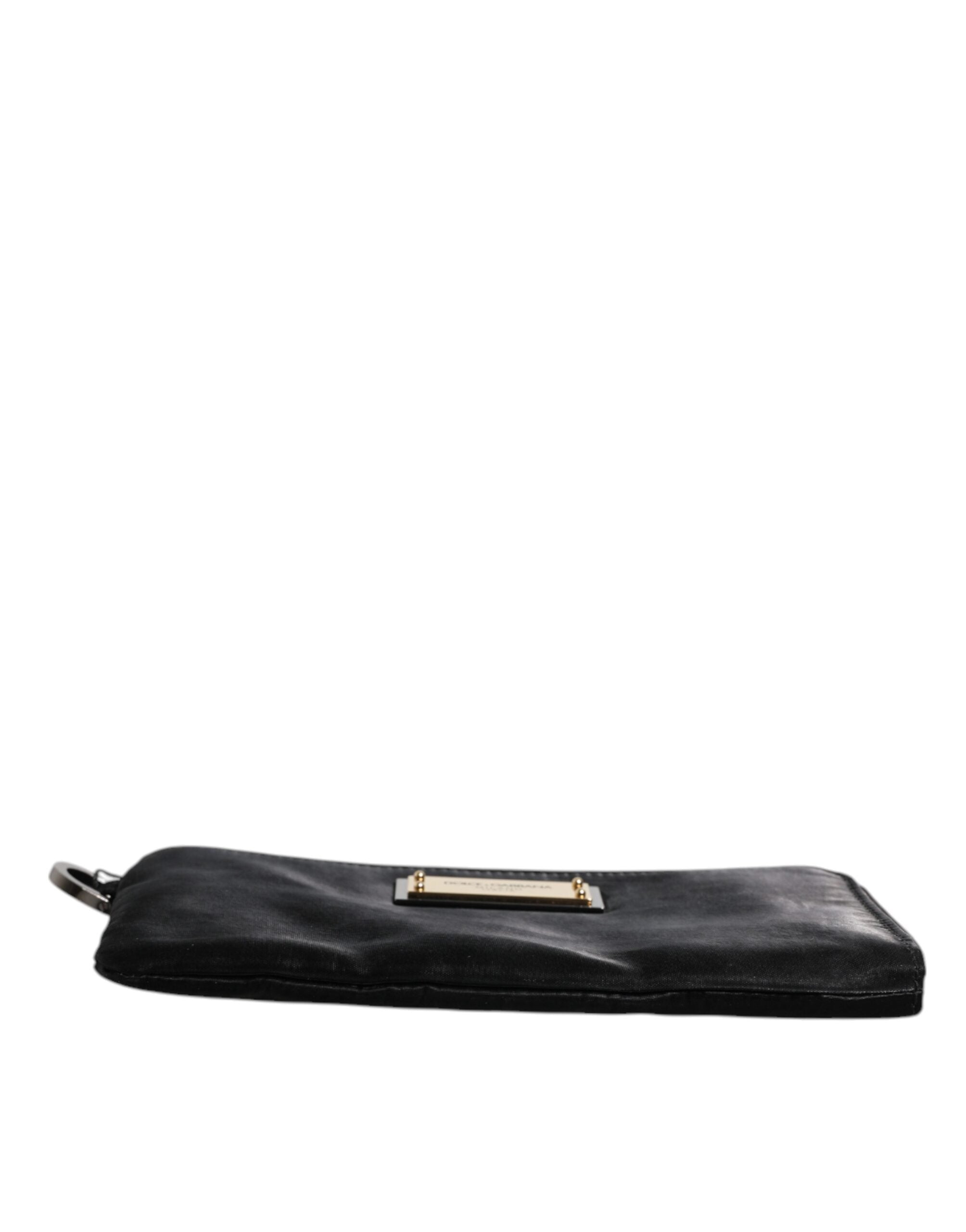 Dolce & Gabbana Black Nylon Logo Plaque Keyring Pouch Clutch Men's Bag (Pre-Owned)