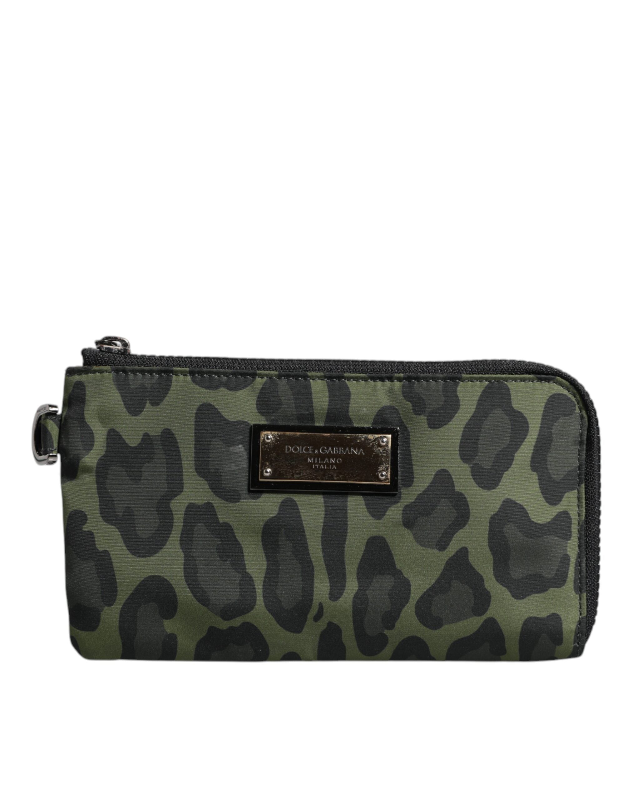 Dolce & Gabbana Green Leopard Leather Logo Plaque Multifunctional Kit Men's Bag (Pre-Owned)
