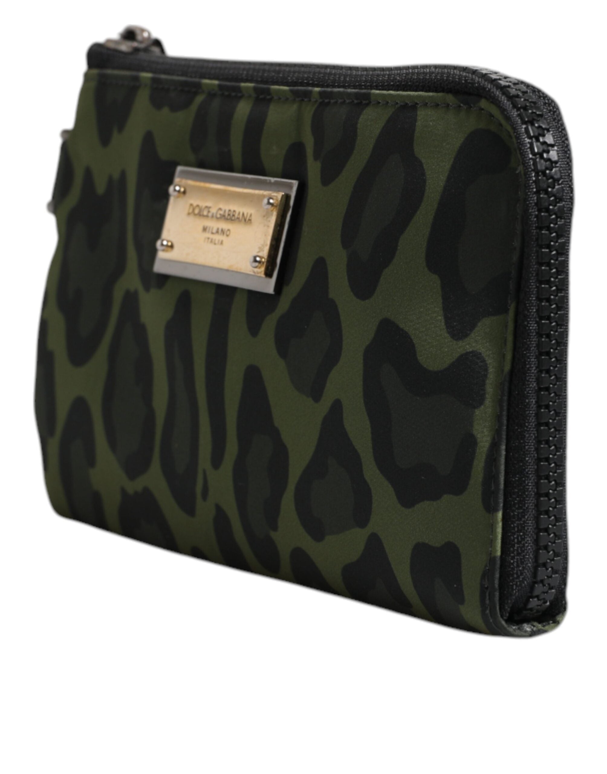 Dolce & Gabbana Green Leopard Leather Logo Plaque Multifunctional Kit Men's Bag (Pre-Owned)