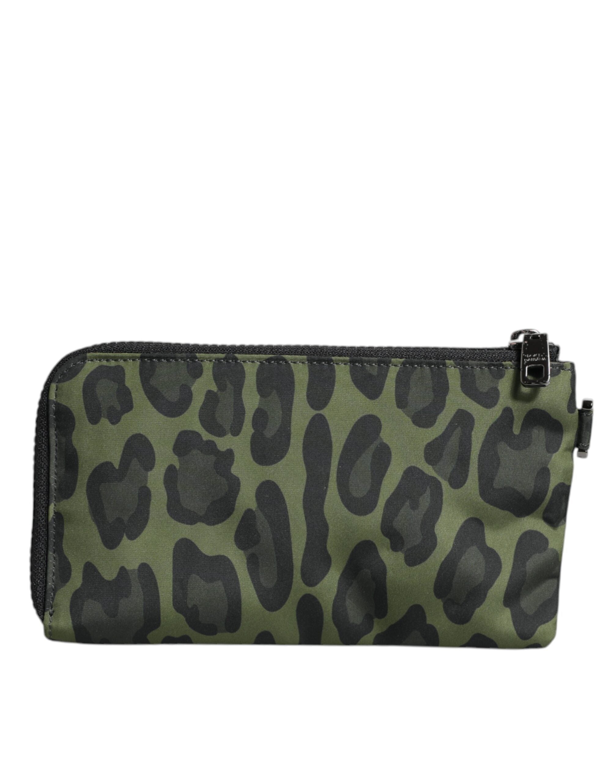 Dolce & Gabbana Green Leopard Leather Logo Plaque Multifunctional Kit Men's Bag (Pre-Owned)