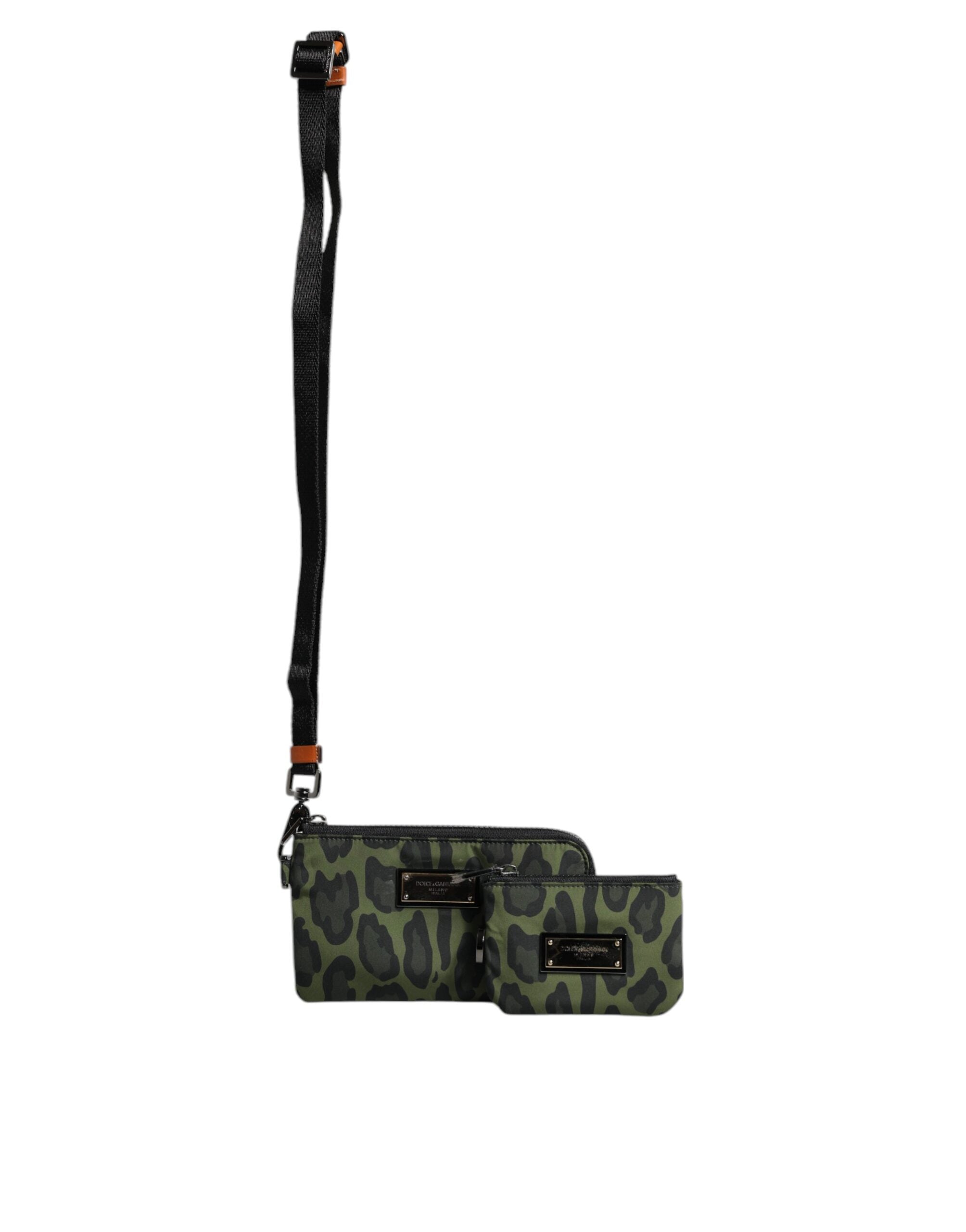 Dolce & Gabbana Green Leopard Leather Logo Plaque Multifunctional Kit Men's Bag (Pre-Owned)