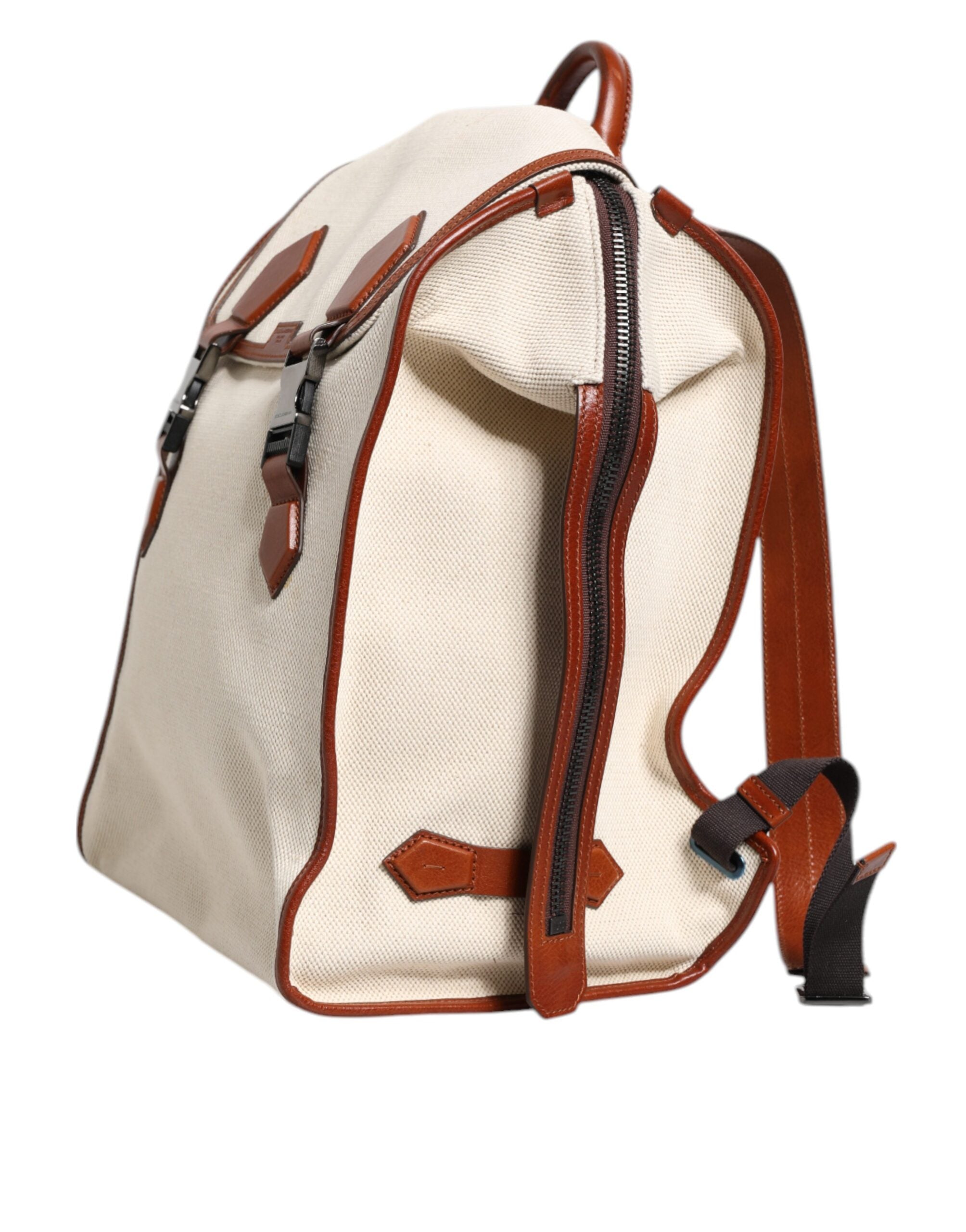 Dolce & Gabbana Beige Brown Canvas Leather EDGE Travel Men Back Pack Men's Bag (Pre-Owned)