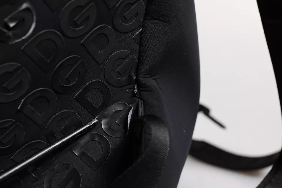 Dolce & Gabbana Black Neoprene Nylon DG Logo School Backpack Men's Bag (Pre-Owned)