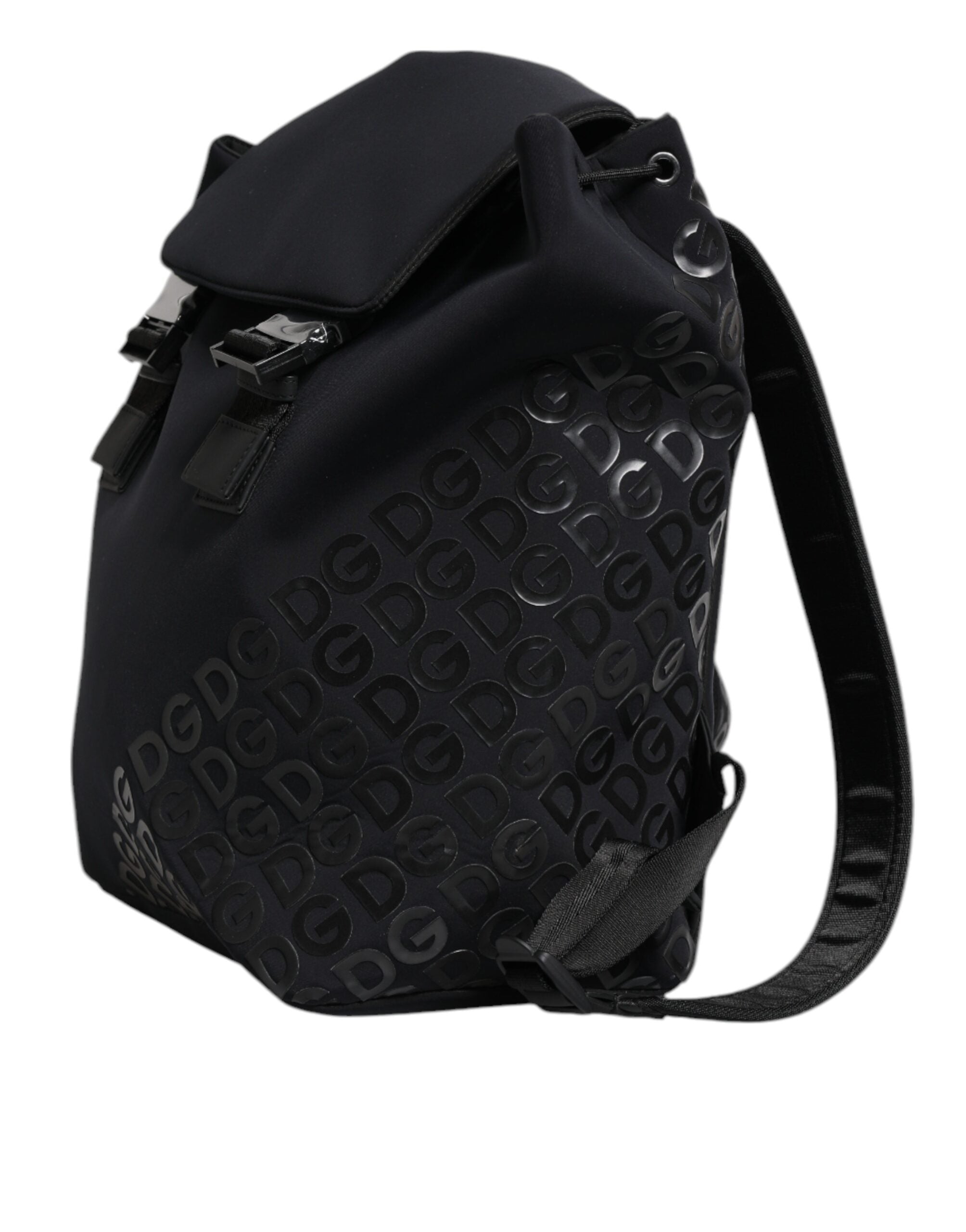 Dolce & Gabbana Black Neoprene Nylon DG Logo School Backpack Men's Bag