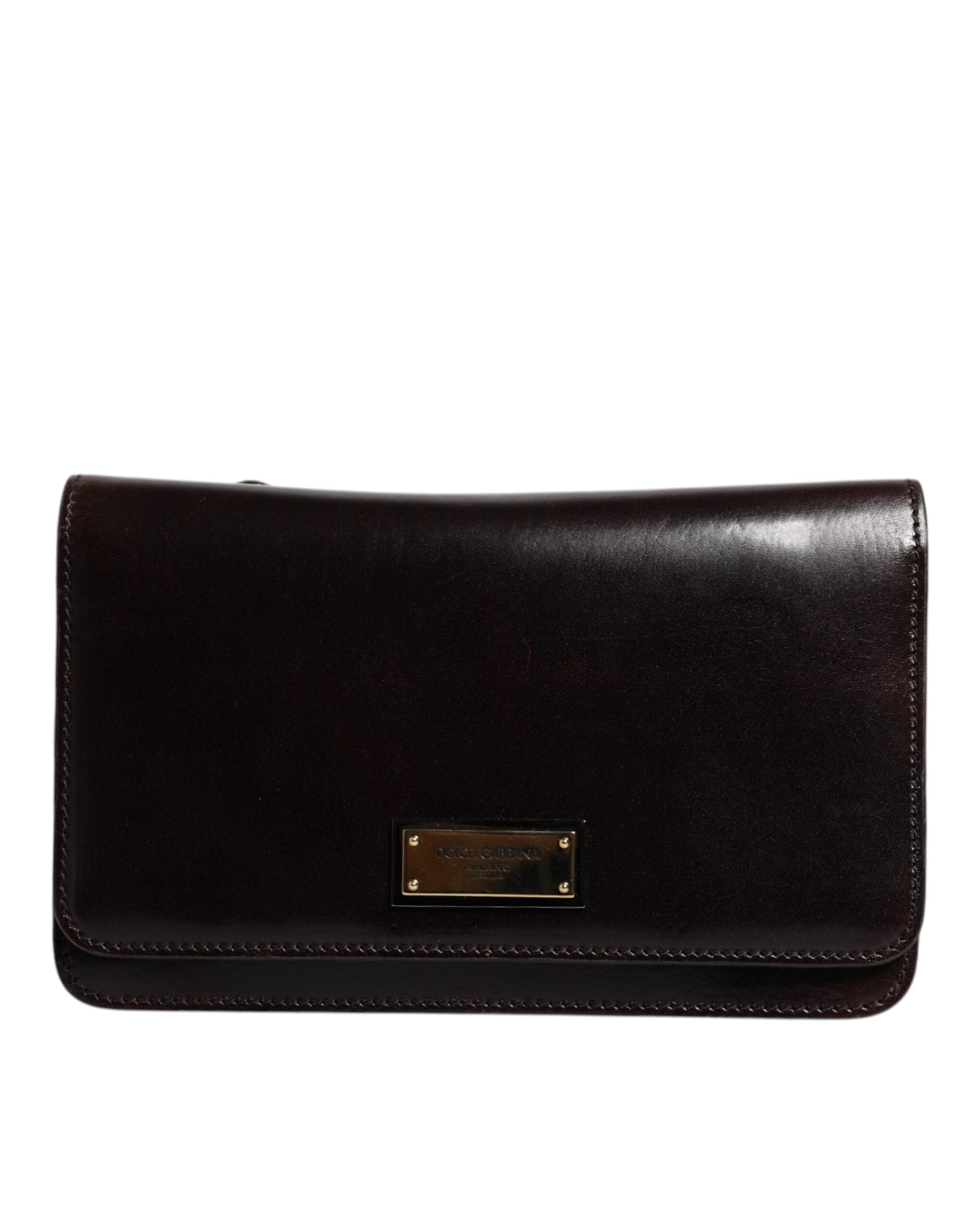 Dolce & Gabbana Maroon Horse Leather Logo Plaque Mini Crossbody Men's Bag (Pre-Owned)