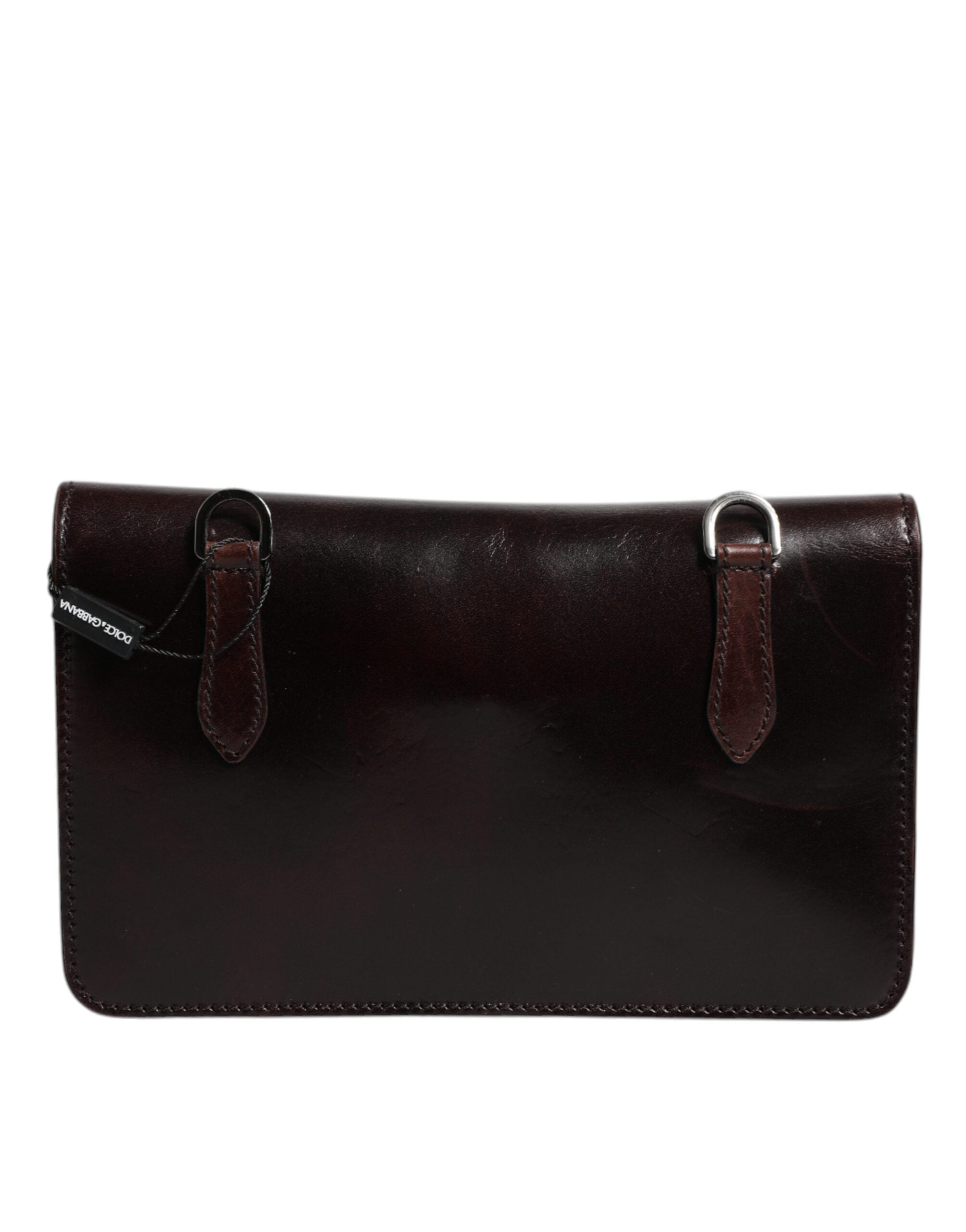 Dolce & Gabbana Maroon Horse Leather Logo Plaque Mini Crossbody Men's Bag (Pre-Owned)