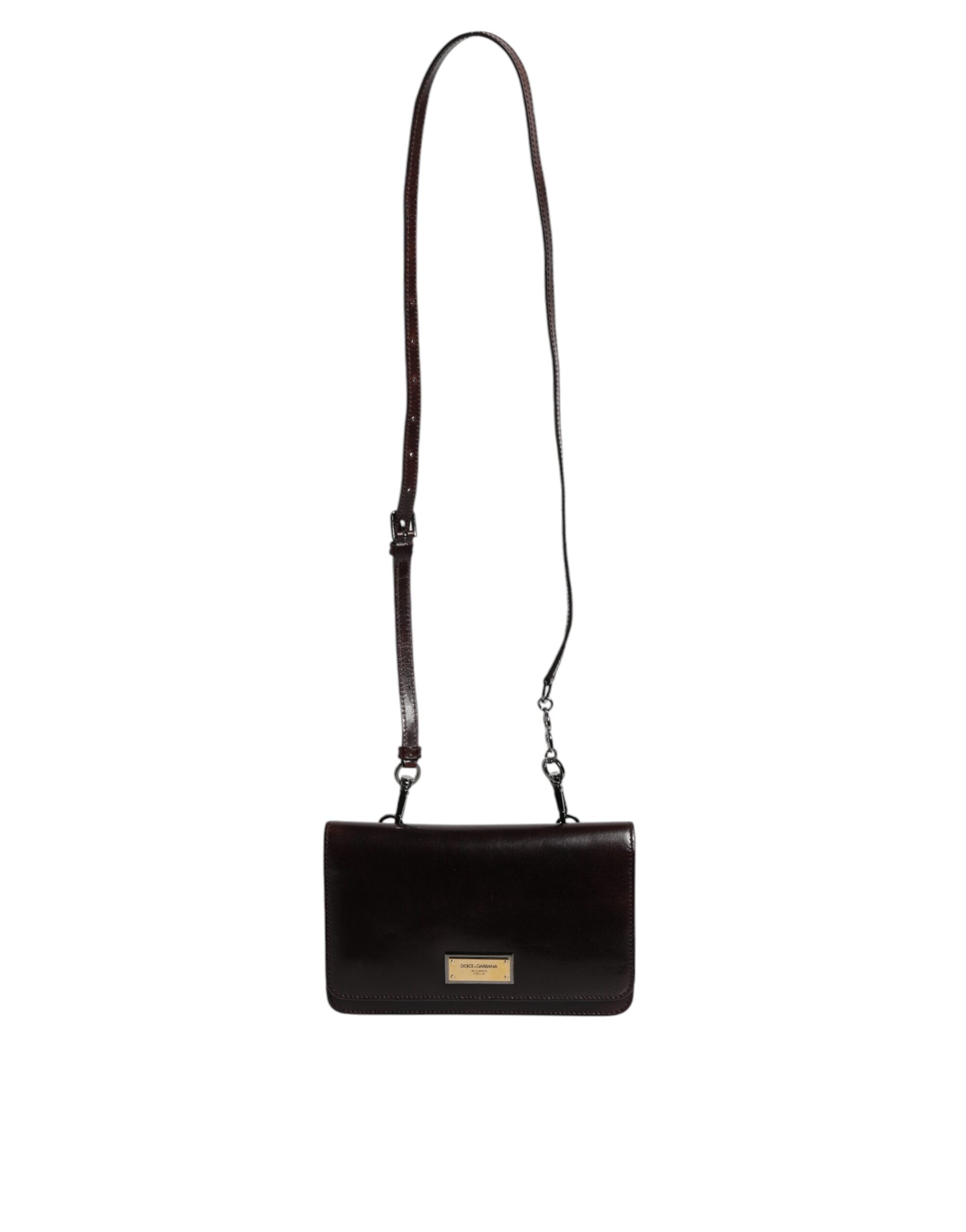 Dolce & Gabbana Maroon Horse Leather Logo Plaque Mini Crossbody Men's Bag (Pre-Owned)