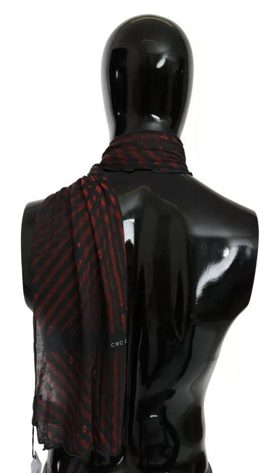 Costume National Black Red Viscose Foulard Branded Men's Scarf