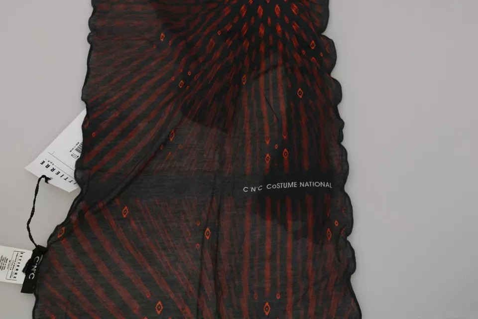 Costume National Black Red Viscose Foulard Branded Men's Scarf