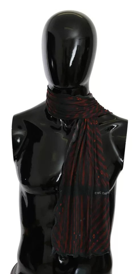Costume National Black Red Viscose Foulard Branded Men's Scarf