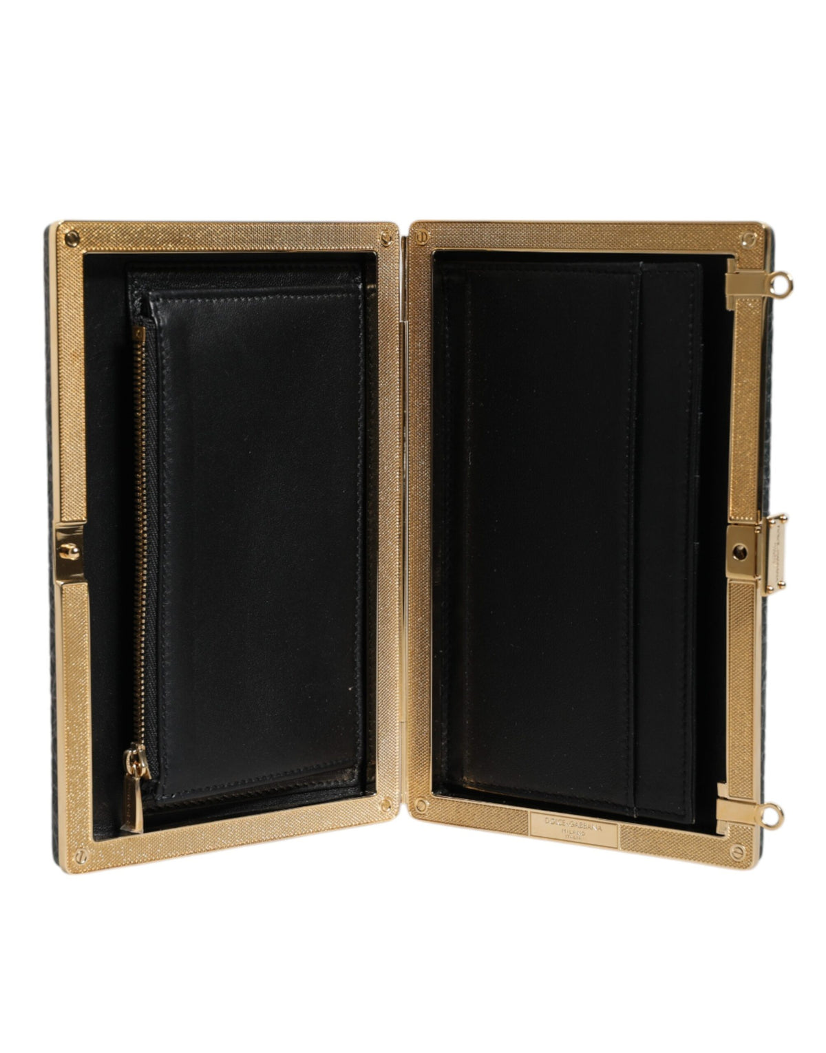Dolce & Gabbana Black Leather Clutch Evening Crossbody Women's Bag