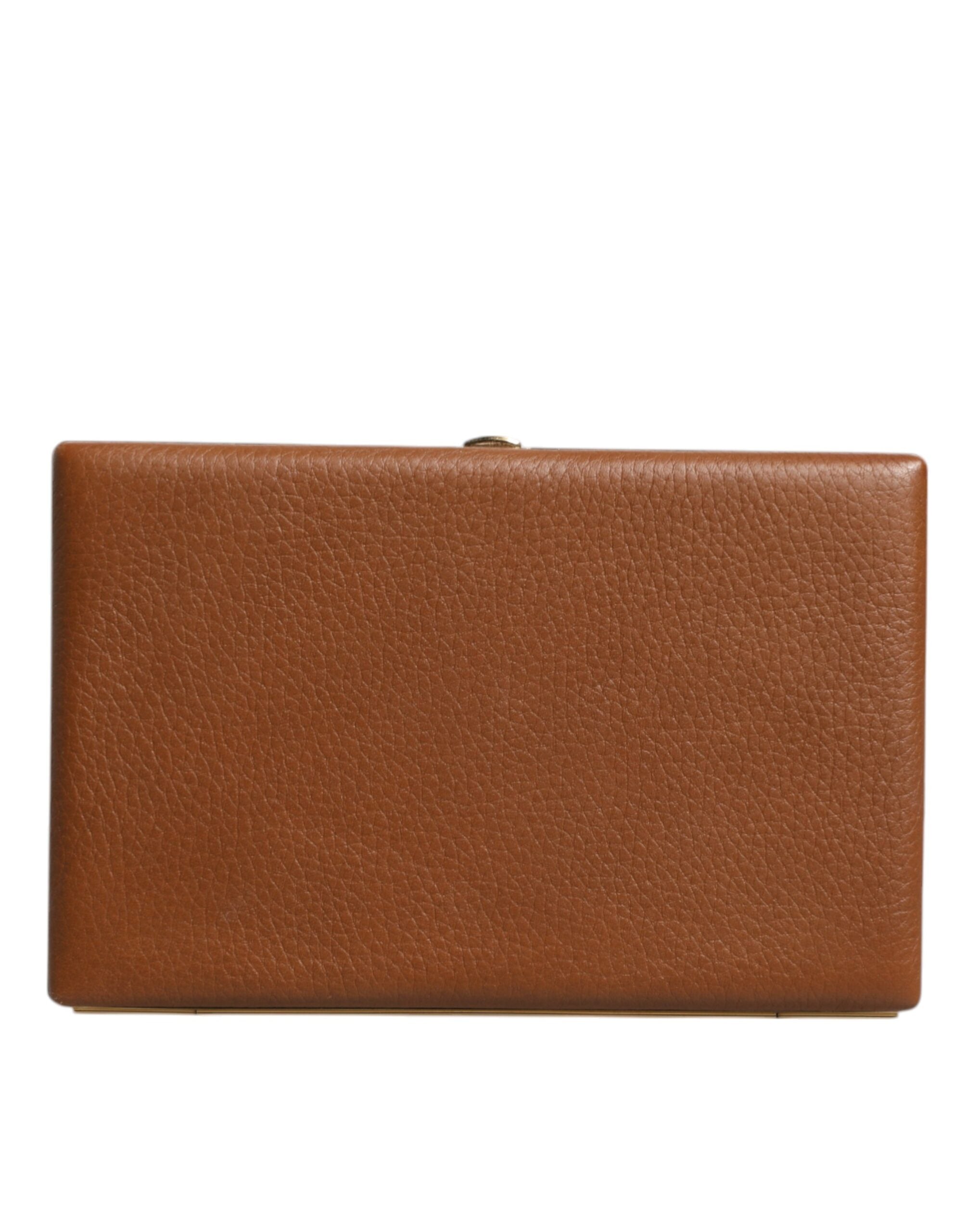 Dolce & Gabbana Brown Leather Clutch Evening Crossbody Women's Bag (Pre-Owned)