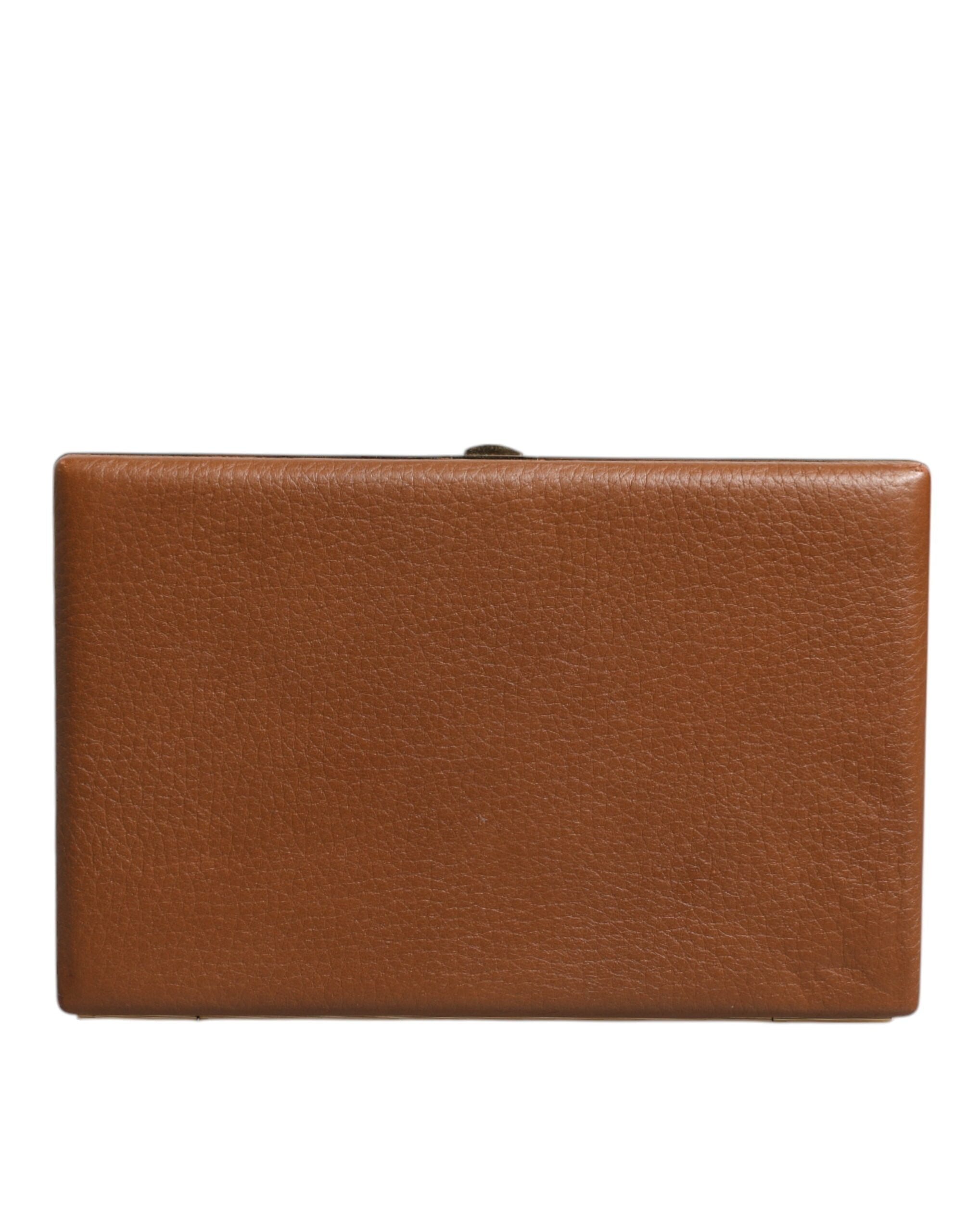 Dolce & Gabbana Brown Leather Clutch Evening Crossbody Women's Bag (Pre-Owned)