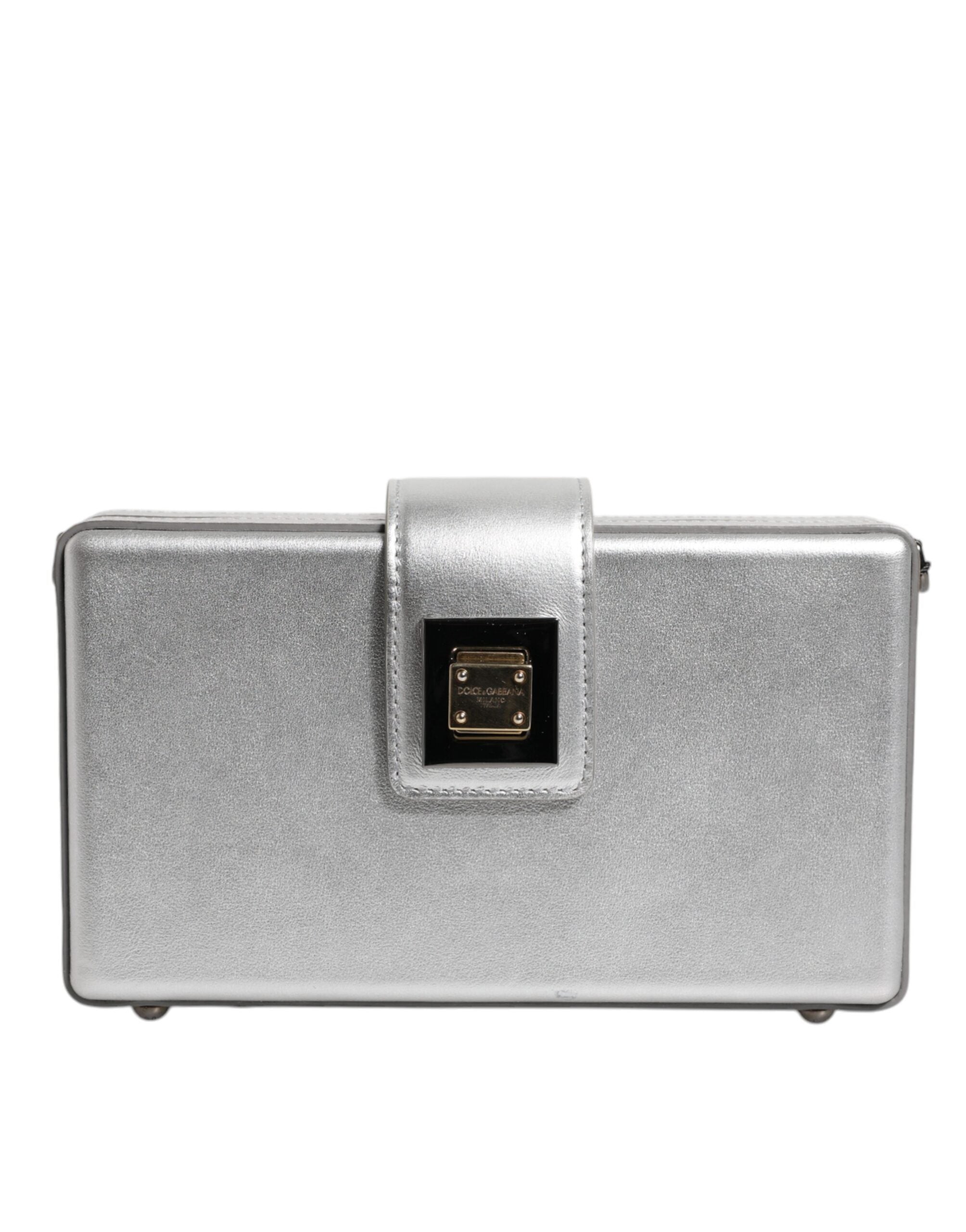 Dolce & Gabbana Metallic Silver DG BOX Leather Shoulder Strap Women's Bag (Pre-Owned)
