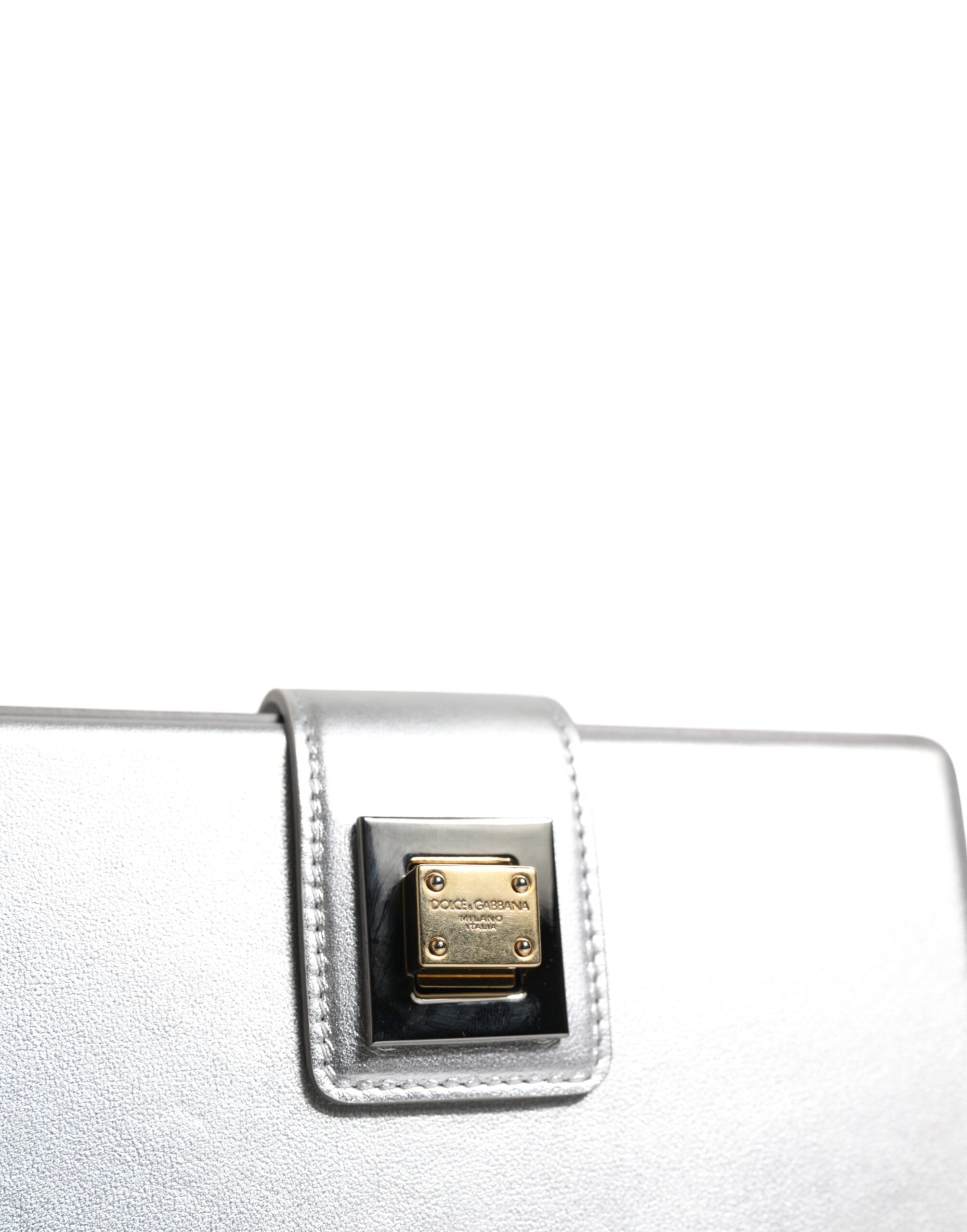 Dolce & Gabbana Metallic Silver DG BOX Leather Shoulder Strap Women's Bag (Pre-Owned)
