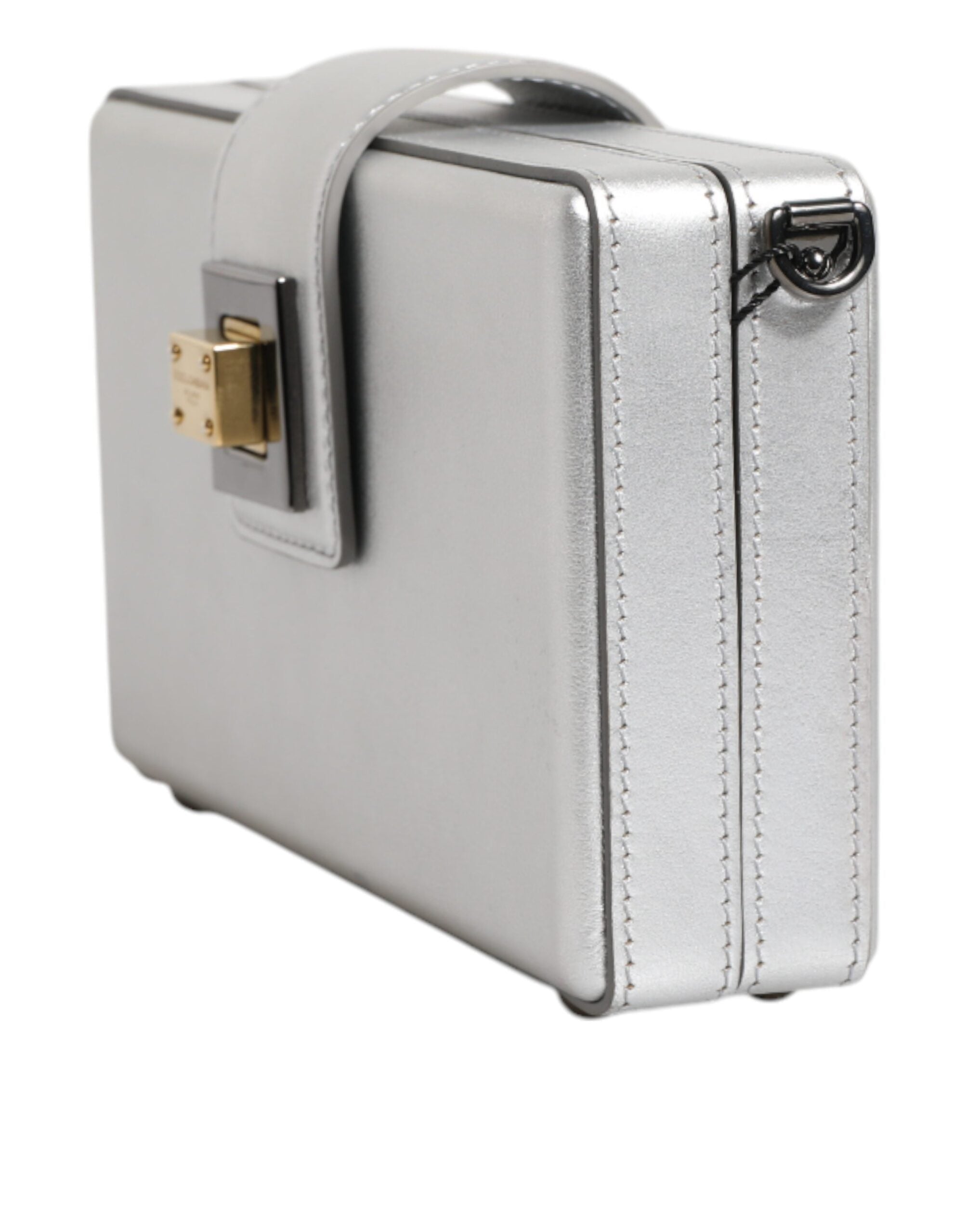 Dolce & Gabbana Metallic Silver DG BOX Leather Shoulder Strap Women's Bag (Pre-Owned)