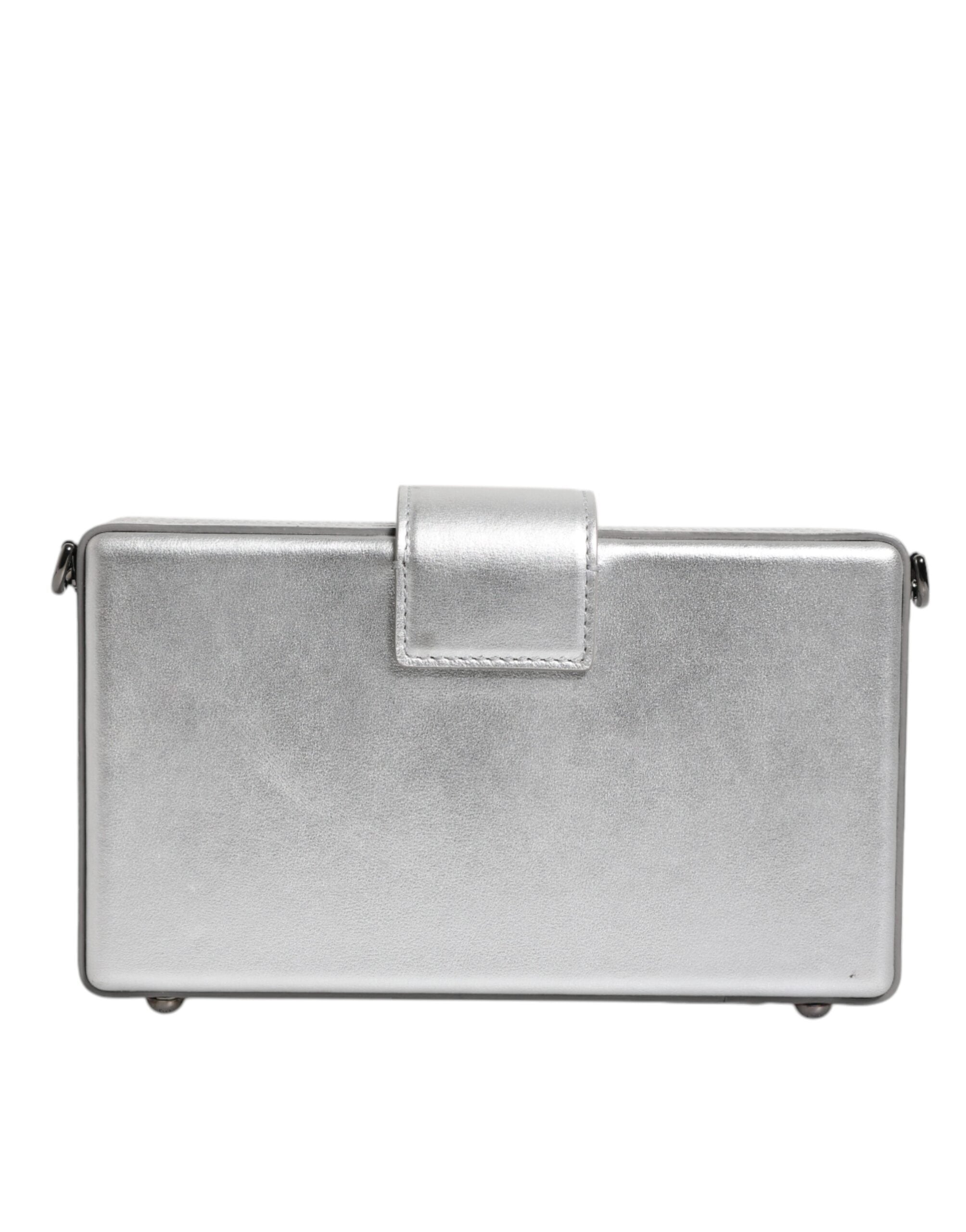 Dolce & Gabbana Metallic Silver DG BOX Leather Shoulder Strap Women's Bag (Pre-Owned)