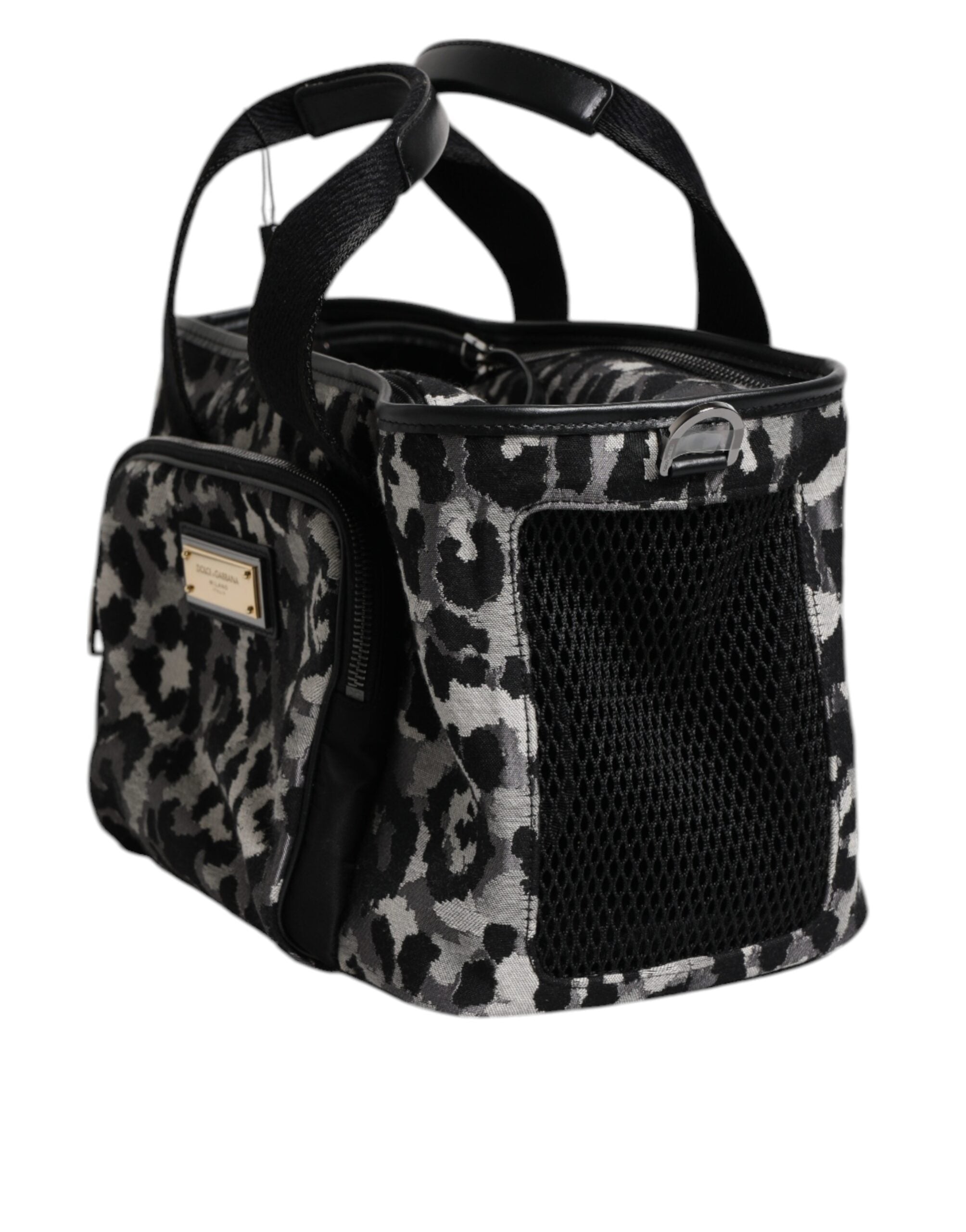Dolce & Gabbana Multicolor Leopard Print Pet Carry Logo Plaque Women's Bag