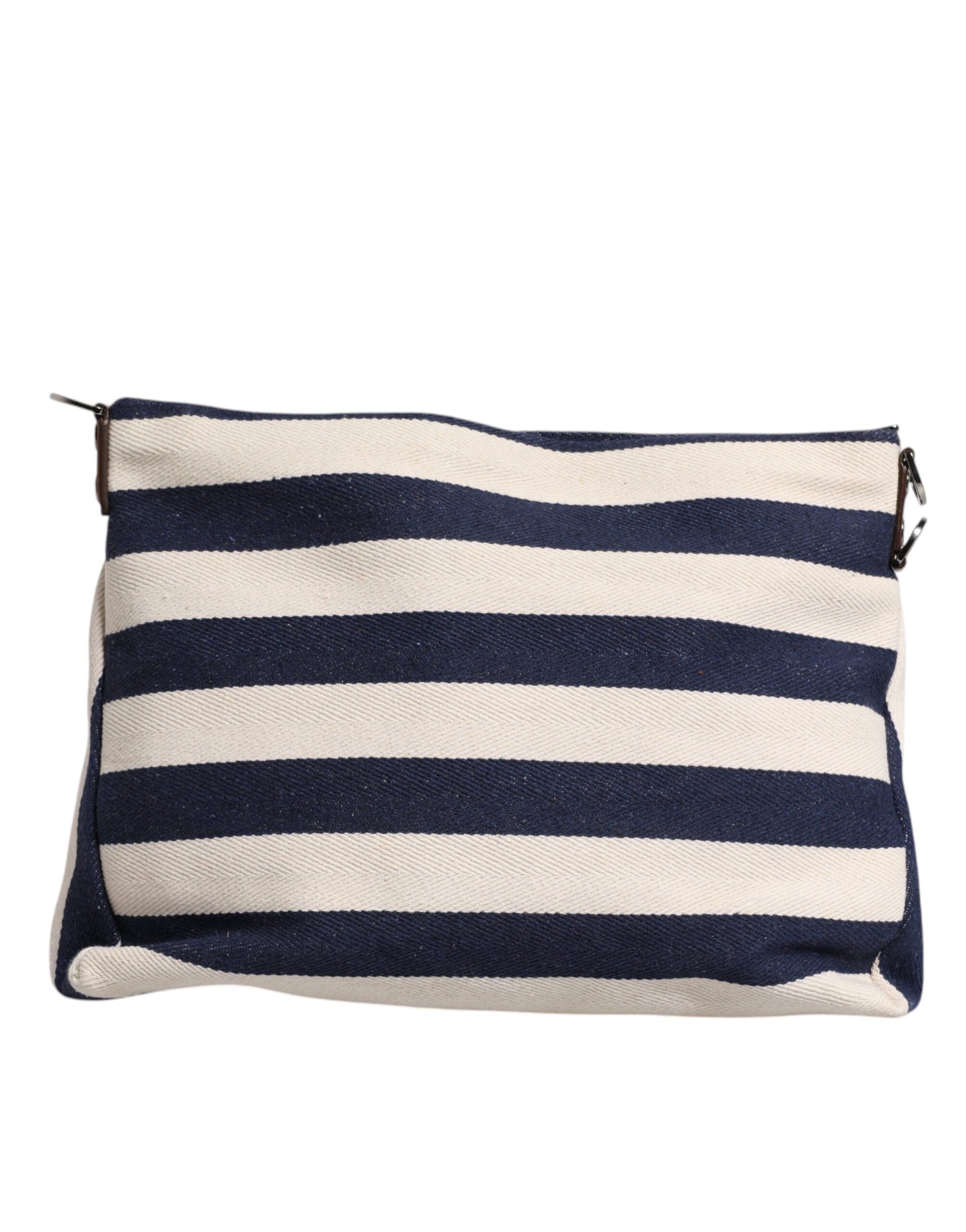 Dolce & Gabbana Blue White Stripes Logo Plaque Tote Women's Bag (Pre-Owned)
