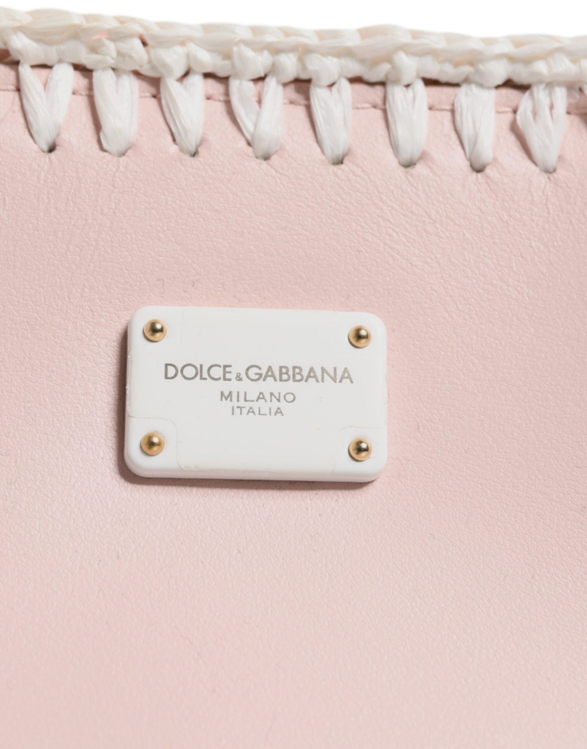 Dolce & Gabbana Light Pink Logo Plaque Soft Leather Strap Crossbody Women's Bag