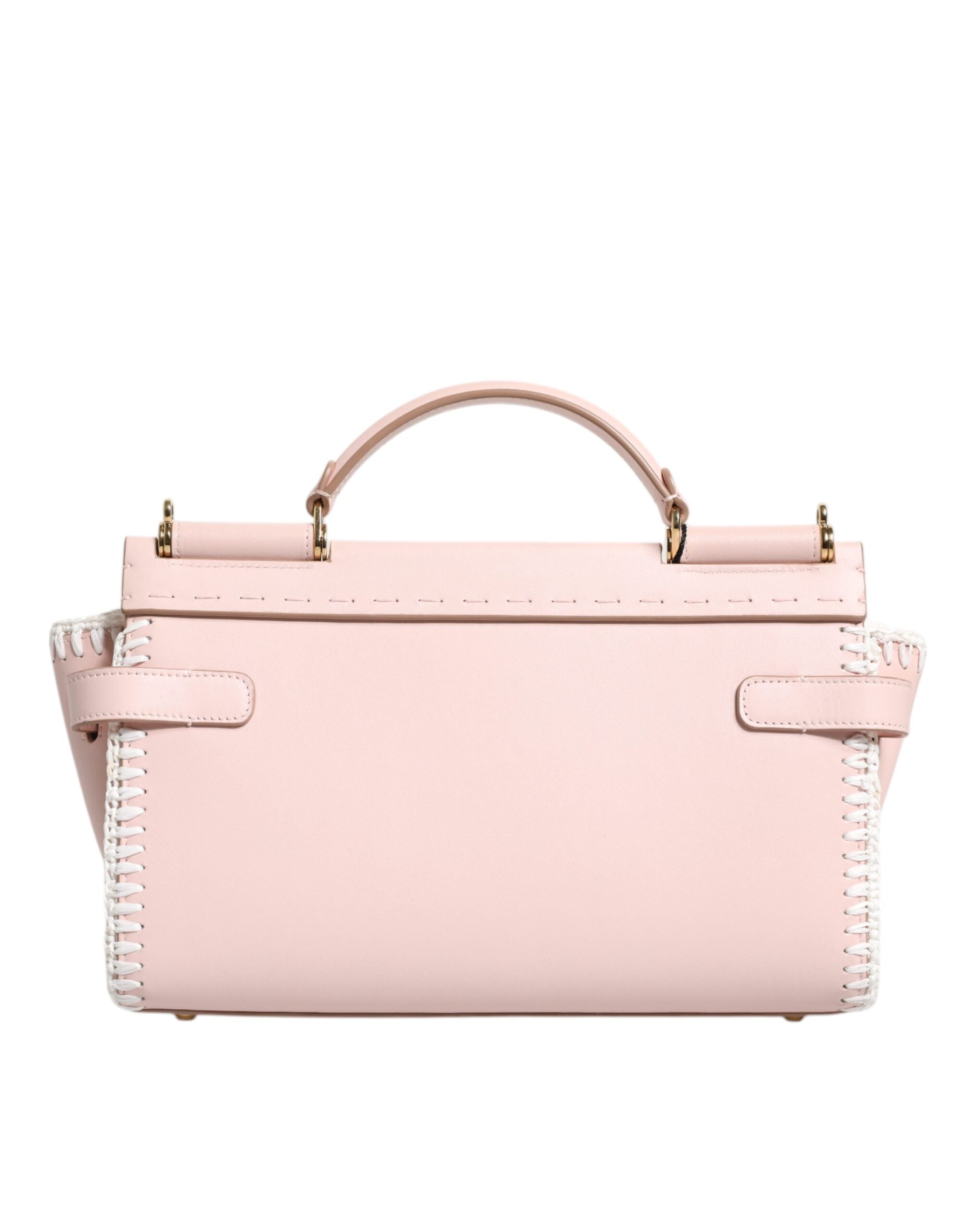 Dolce & Gabbana Light Pink Logo Plaque Soft Leather Strap Crossbody Women's Bag