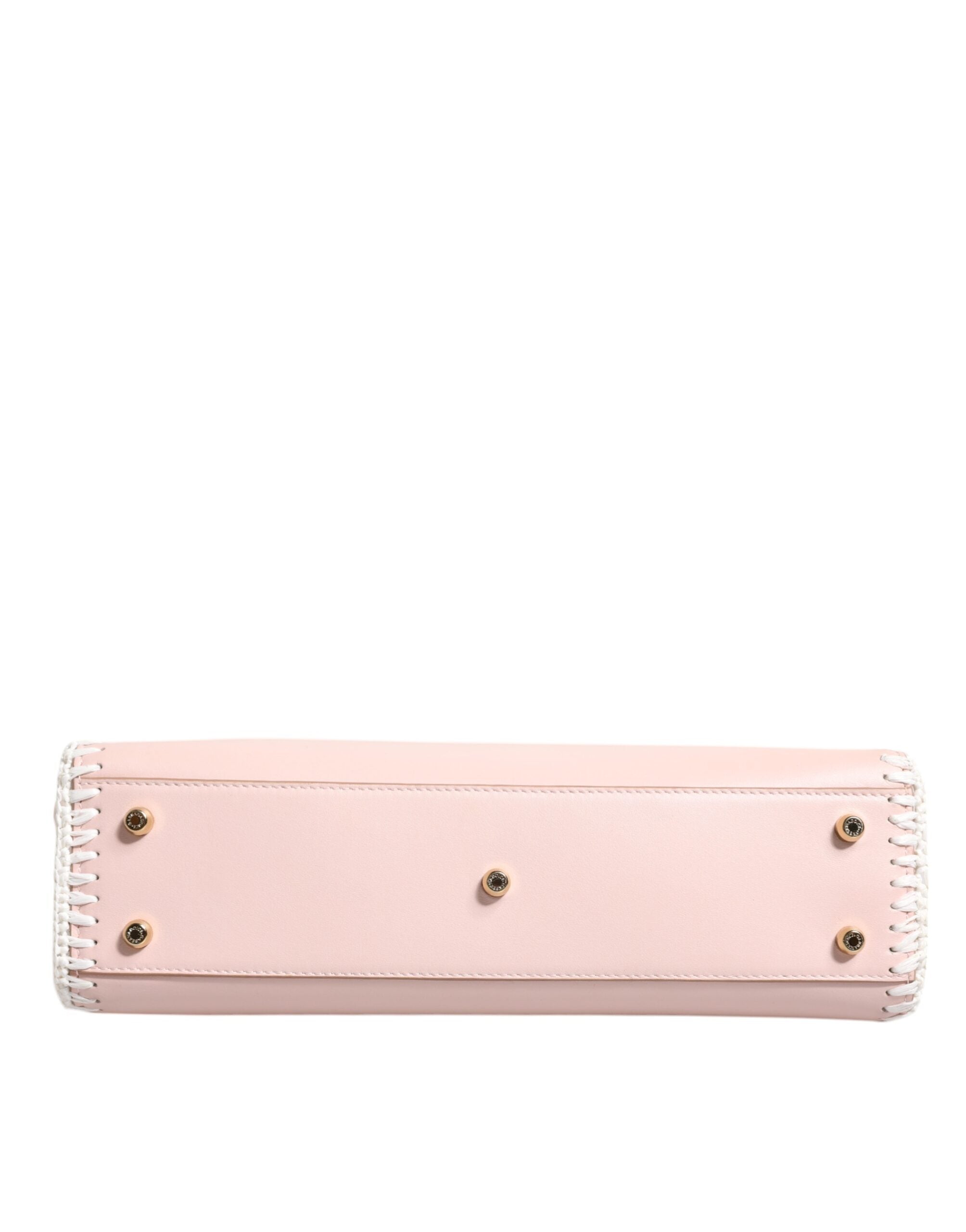 Dolce & Gabbana Light Pink Logo Plaque Soft Leather Strap Crossbody Women's Bag