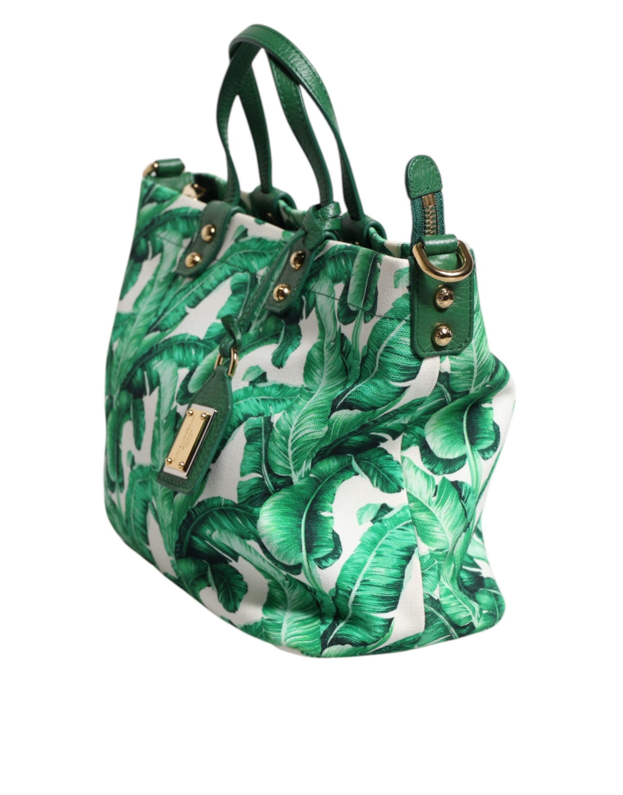 Dolce & Gabbana Green Canvas Botanical Garden Women Tote Women's Bag