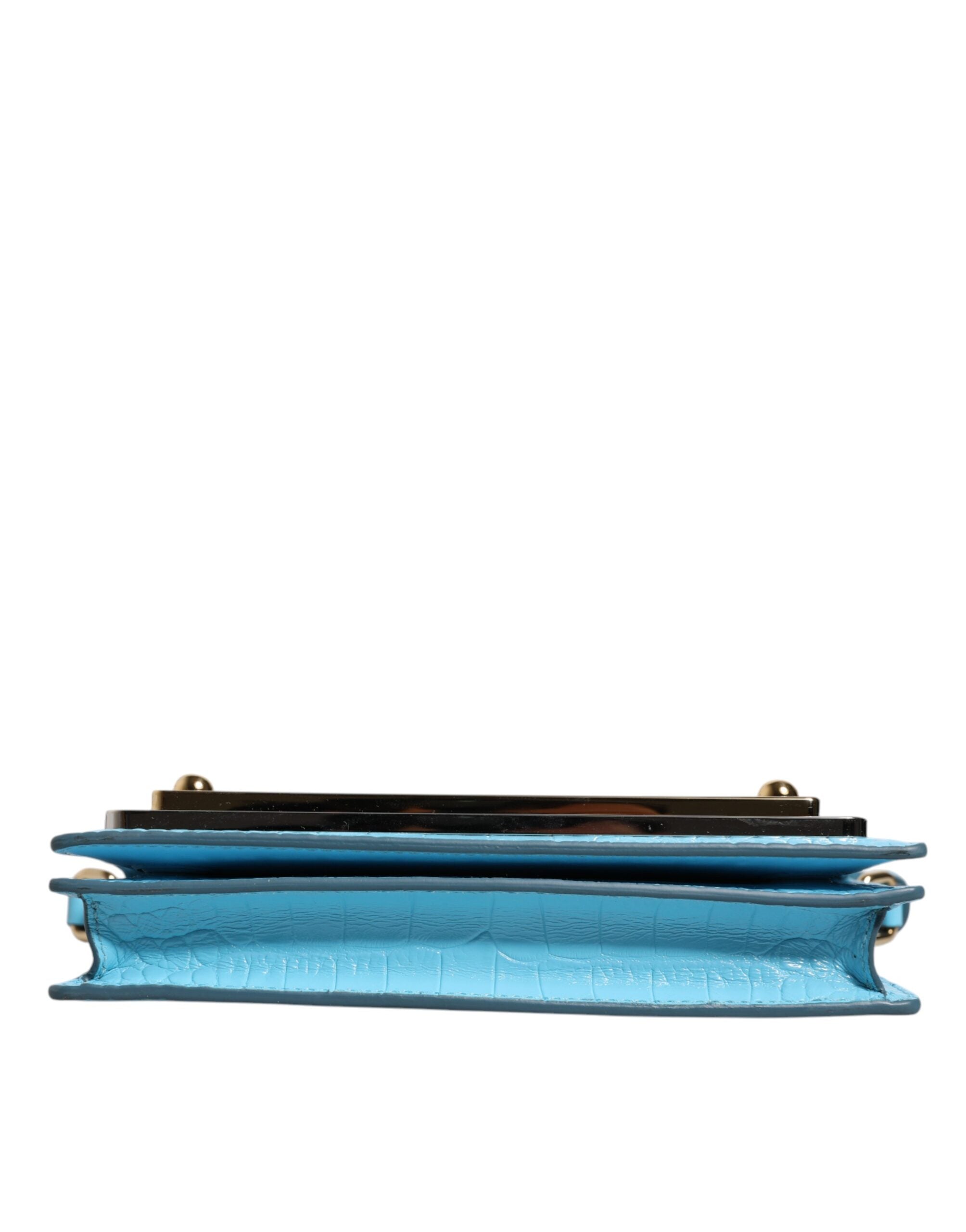 Dolce & Gabbana Blue Branded Maxi Plate Leather Crossbody Phone Women's Bag (Pre-Owned)