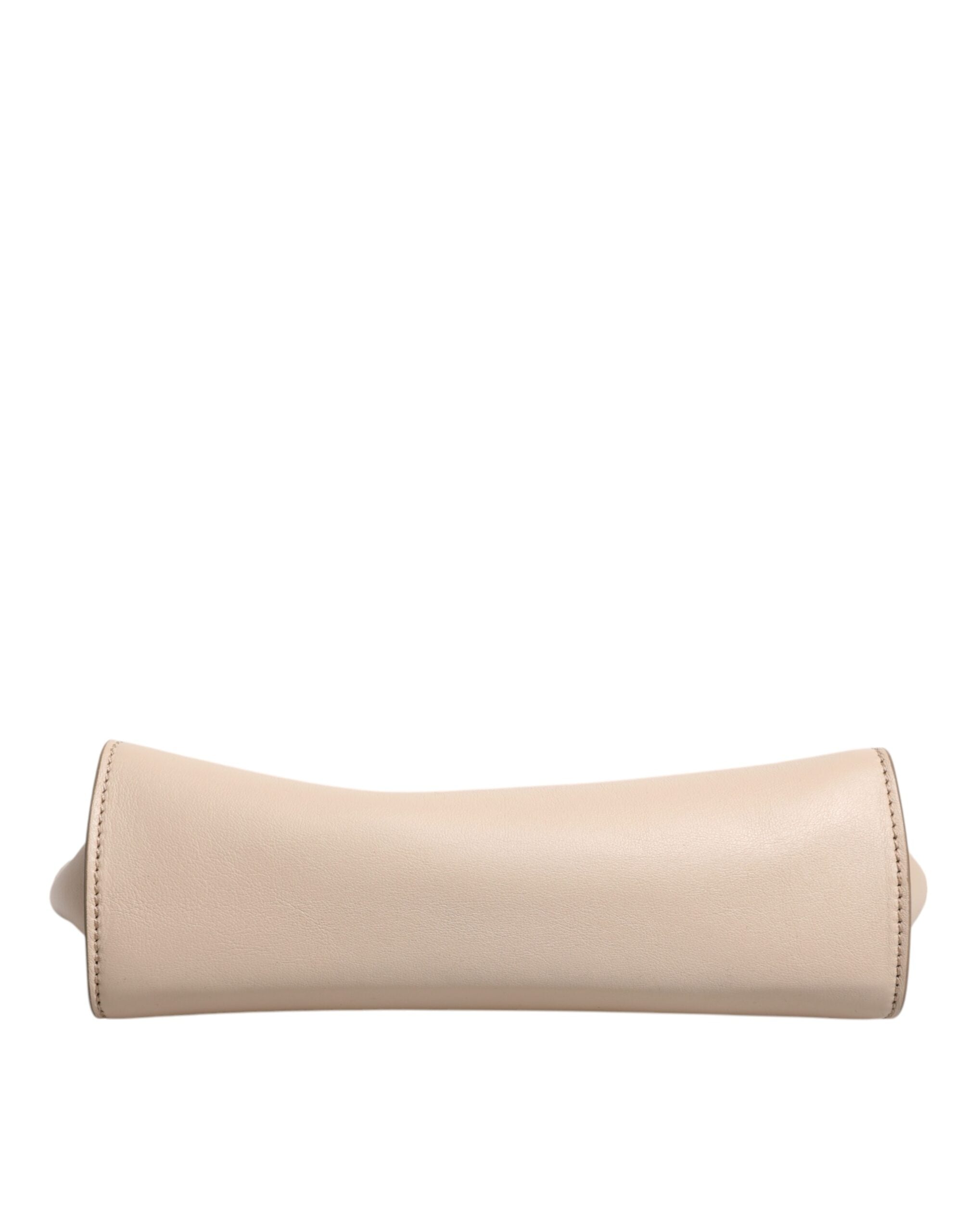 Dolce & Gabbana Beige Logo Plaque Leather Top Handle Strap Crossbody Women's Bag (Pre-Owned)