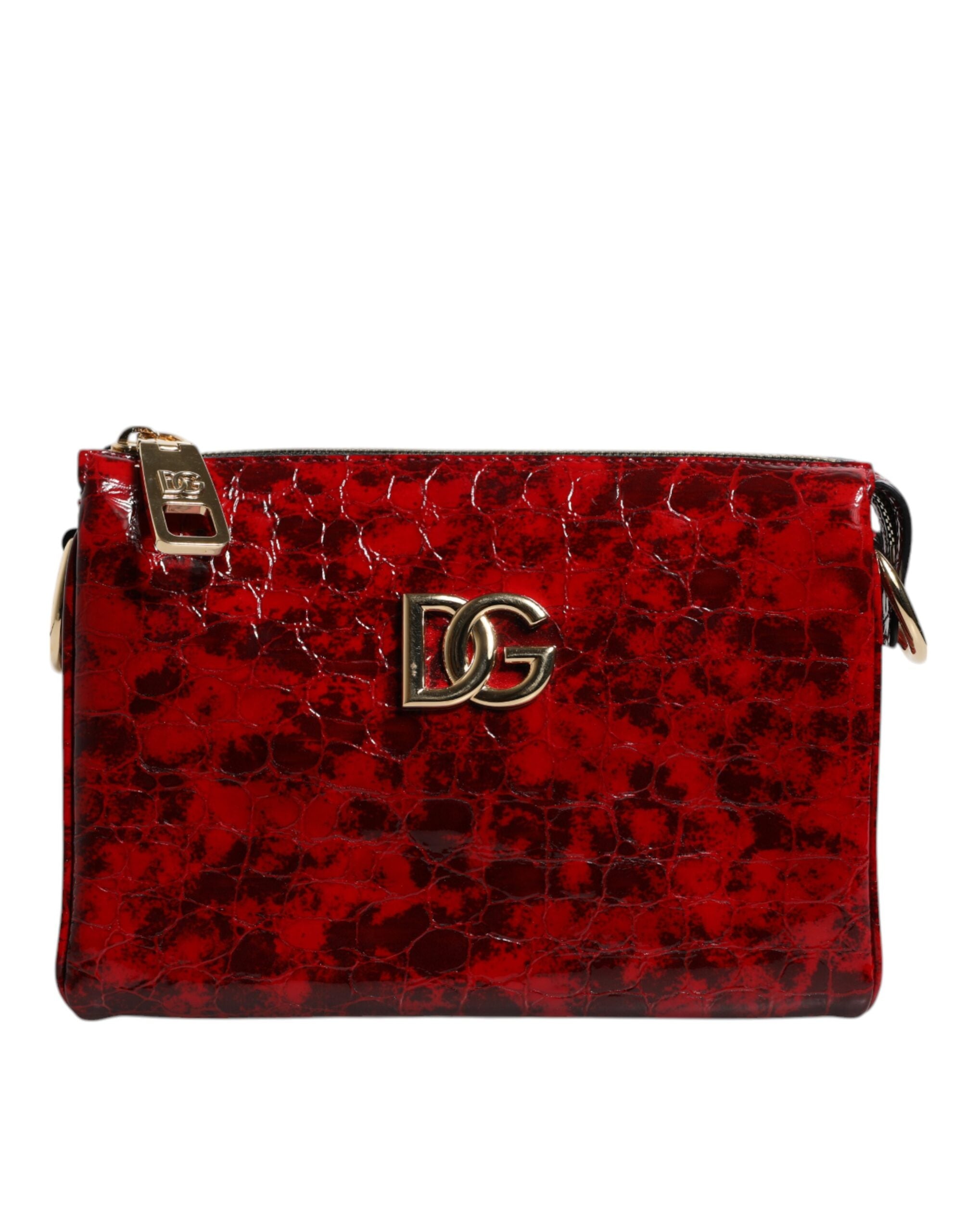 Dolce & Gabbana Red Exotic Leather DG Logo Women Crossbody Women's Bag