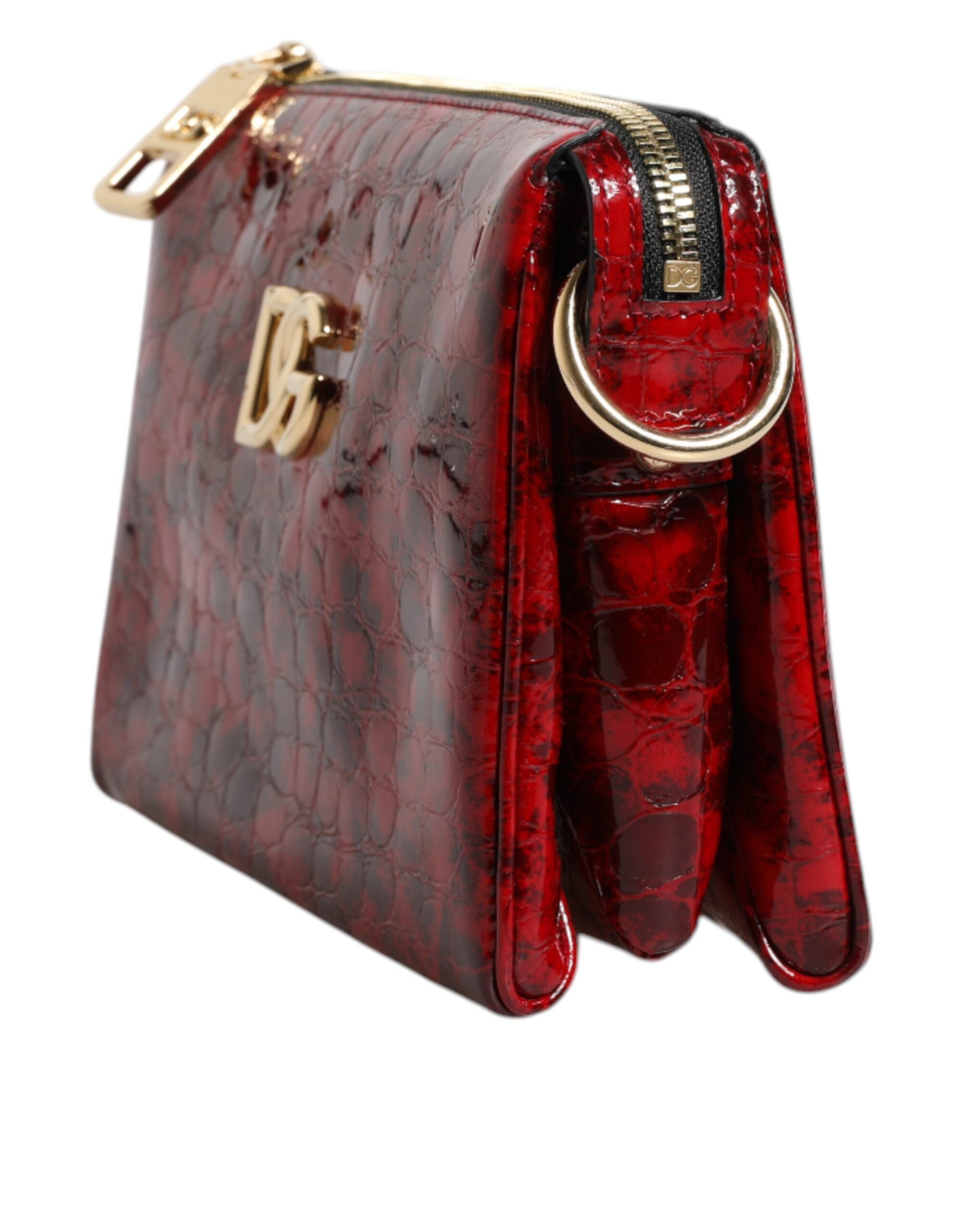 Dolce & Gabbana Red Exotic Leather DG Logo Women Crossbody Women's Bag