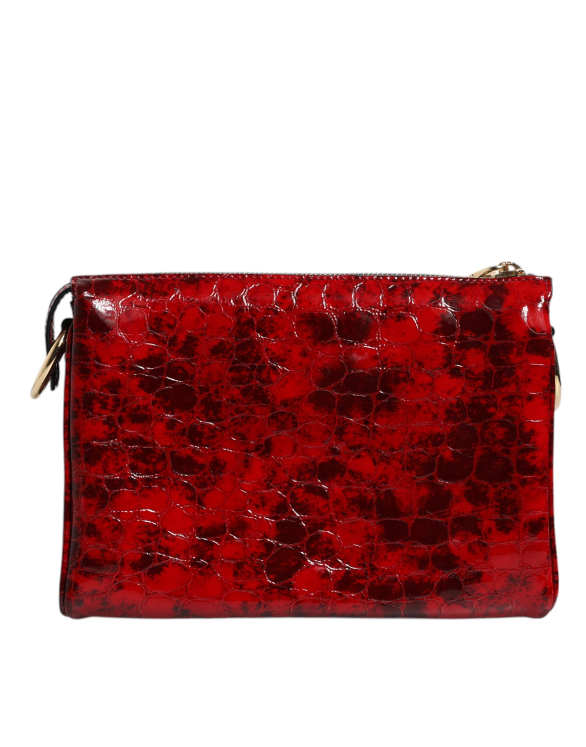 Dolce & Gabbana Red Exotic Leather DG Logo Women Crossbody Women's Bag