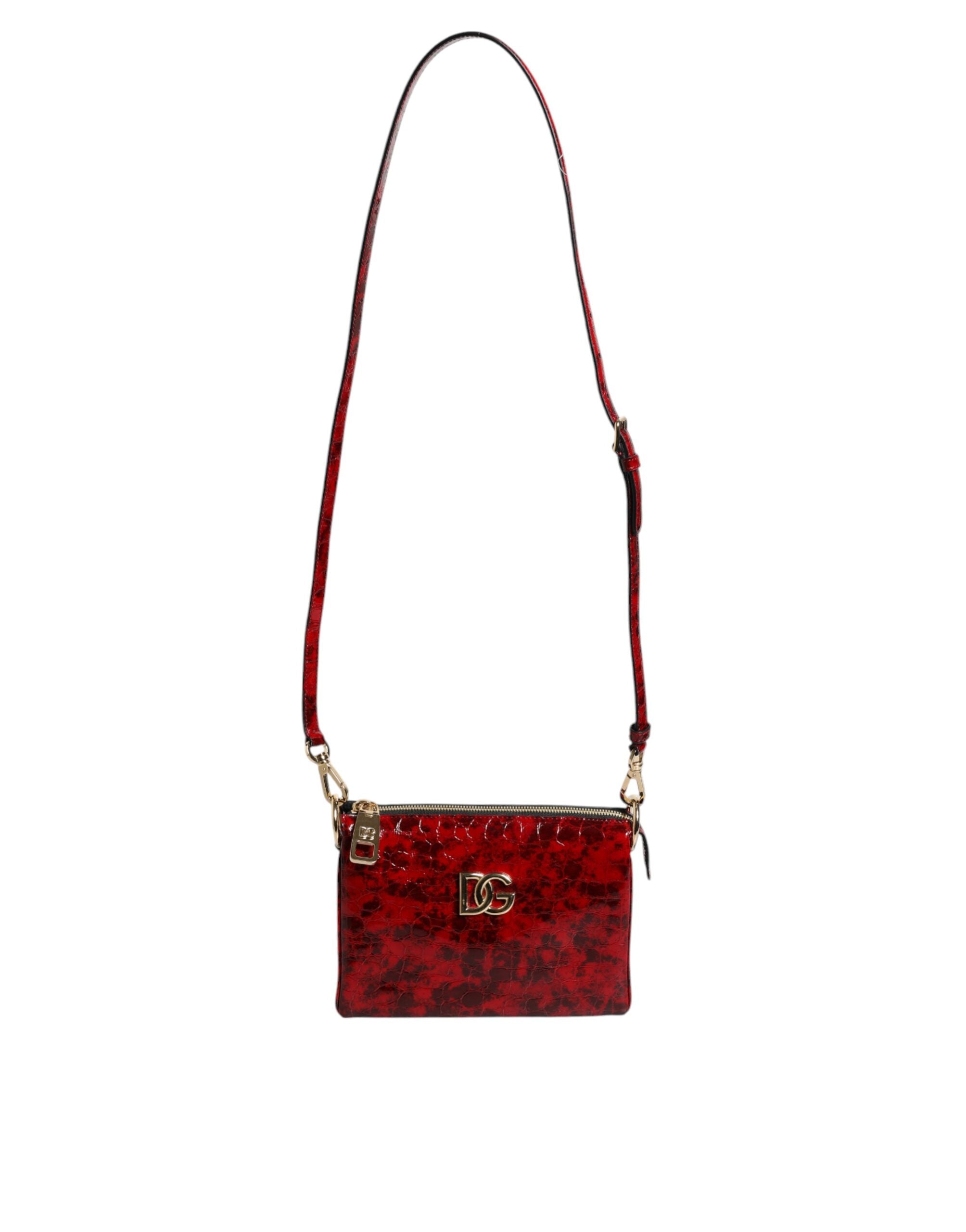 Dolce & Gabbana Red Exotic Leather DG Logo Women Crossbody Women's Bag