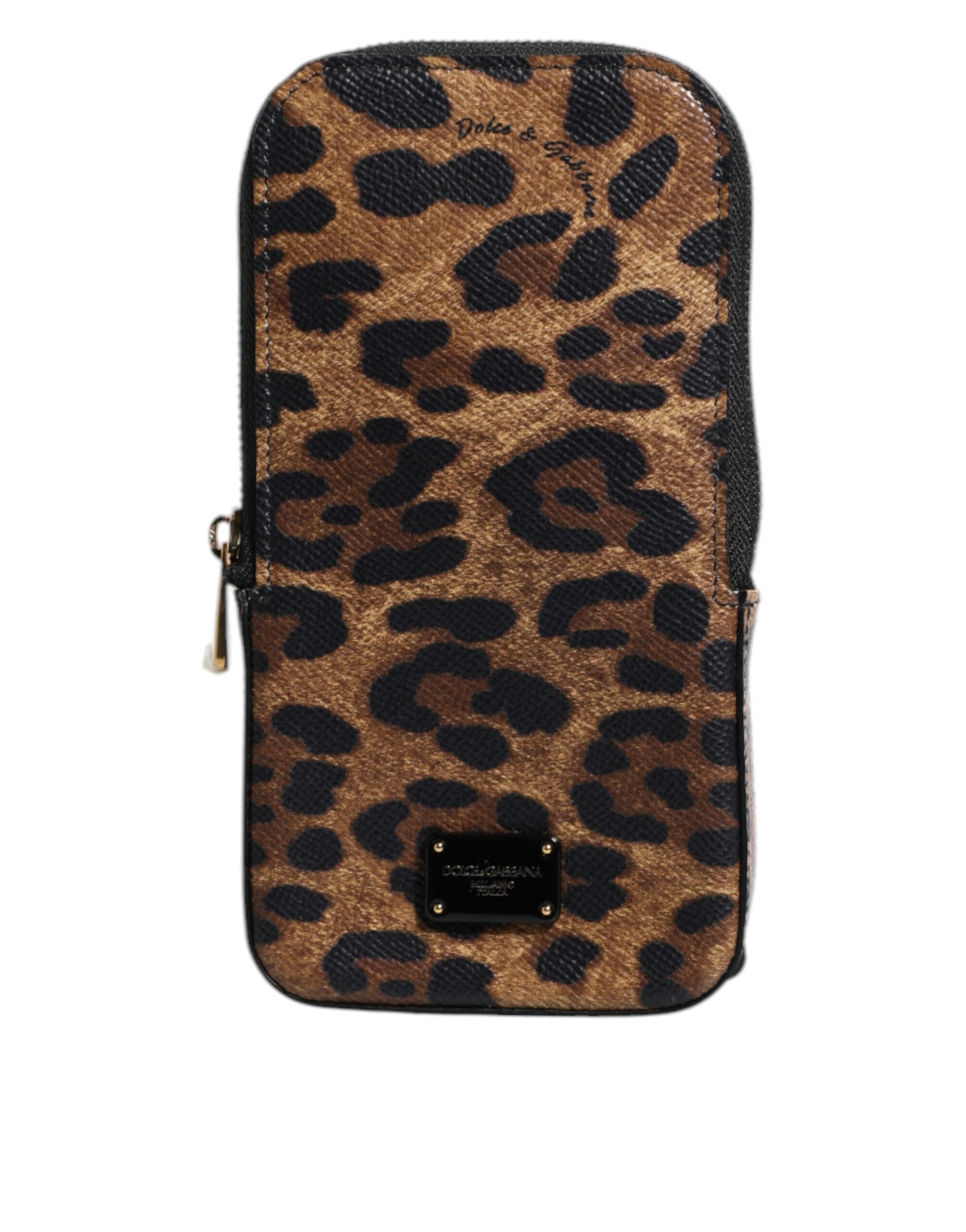 Dolce & Gabbana Brown Leopard Print Dauphine Leather Zip Around Women's Wallet