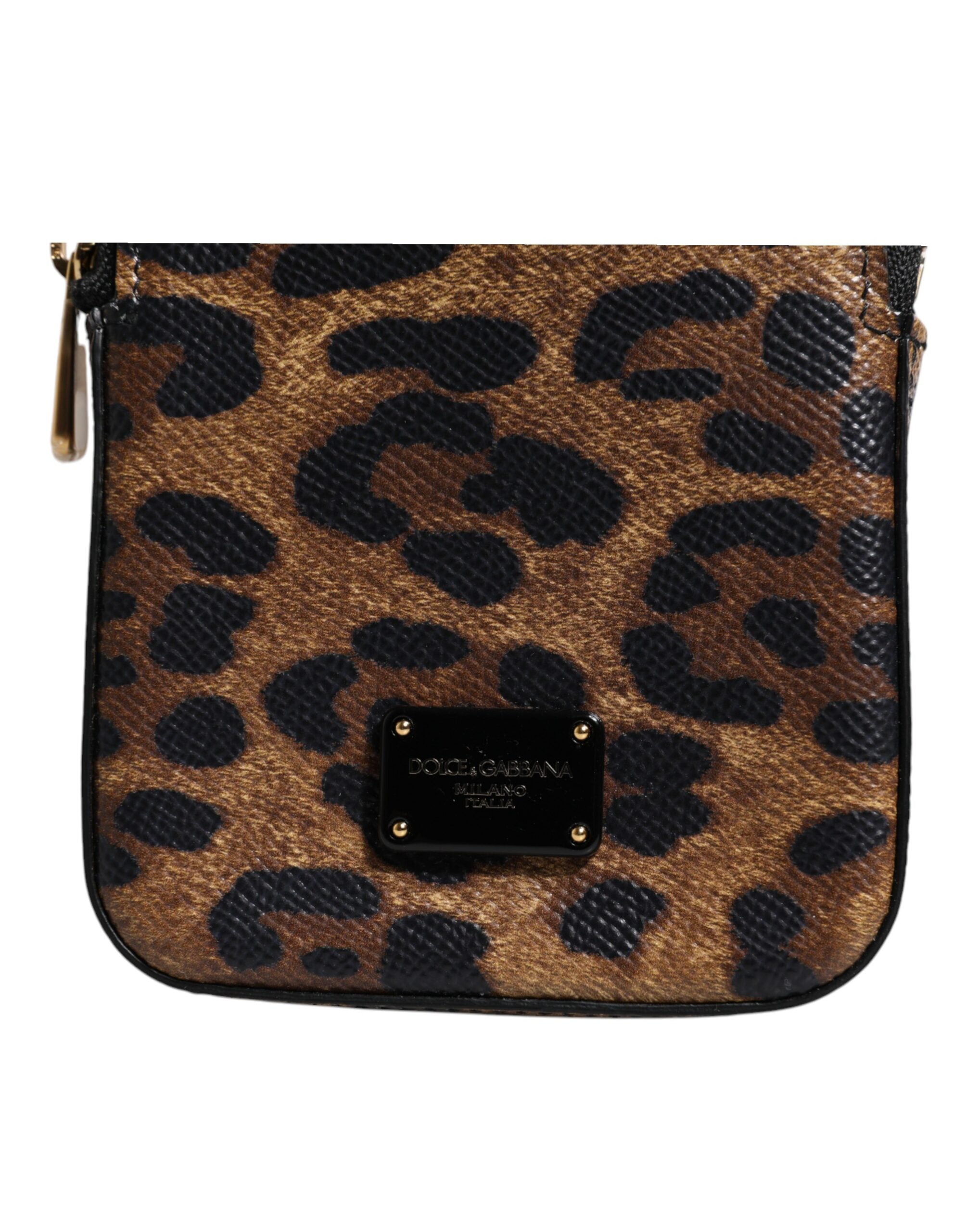 Dolce & Gabbana Brown Leopard Print Dauphine Leather Zip Around Women's Wallet
