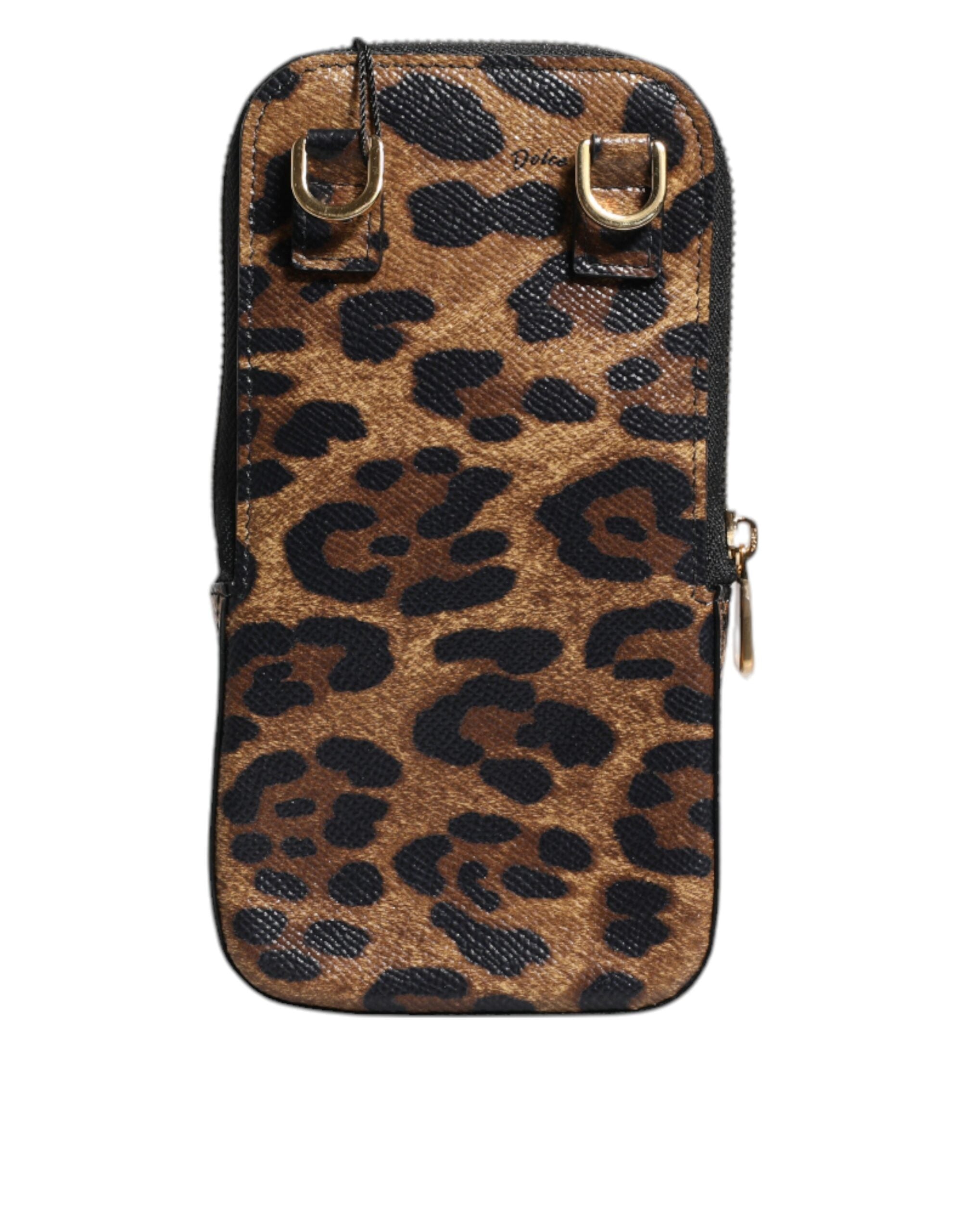 Dolce & Gabbana Brown Leopard Print Dauphine Leather Zip Around Women's Wallet