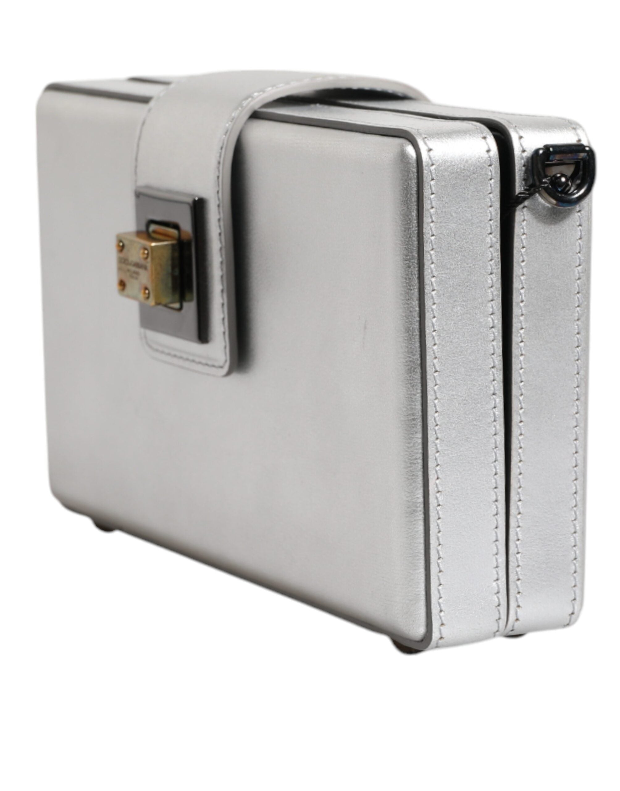 Dolce & Gabbana Metallic Silver DG BOX Leather Shoulder Strap Women's Bag (Pre-Owned)