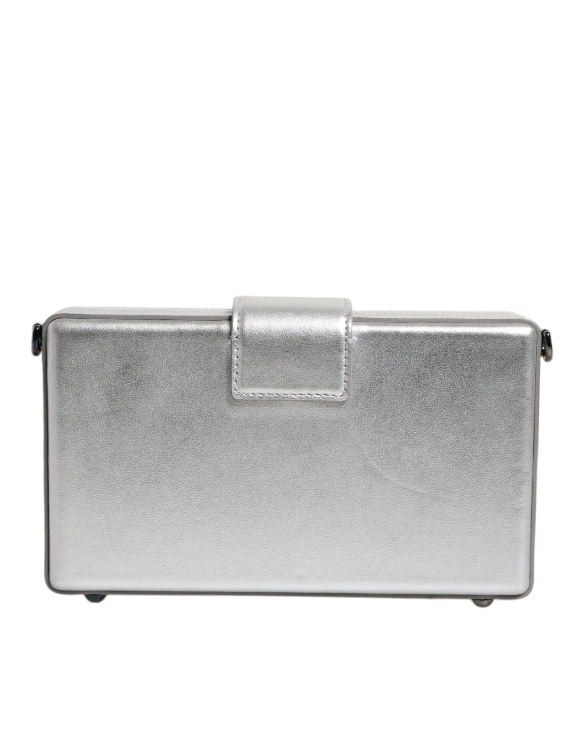 Dolce & Gabbana Metallic Silver DG BOX Leather Shoulder Strap Women's Bag (Pre-Owned)
