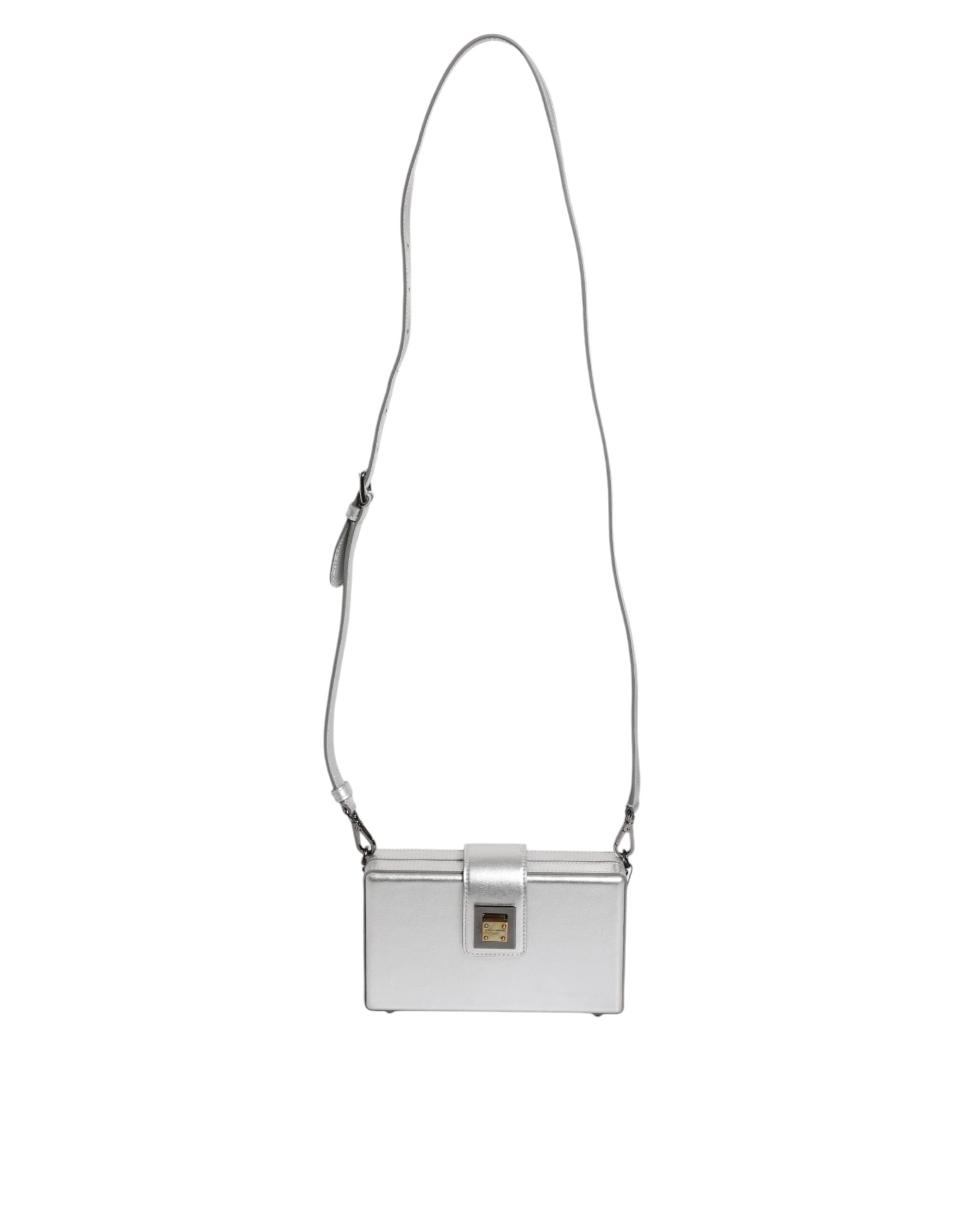Dolce & Gabbana Metallic Silver DG BOX Leather Shoulder Strap Women's Bag (Pre-Owned)