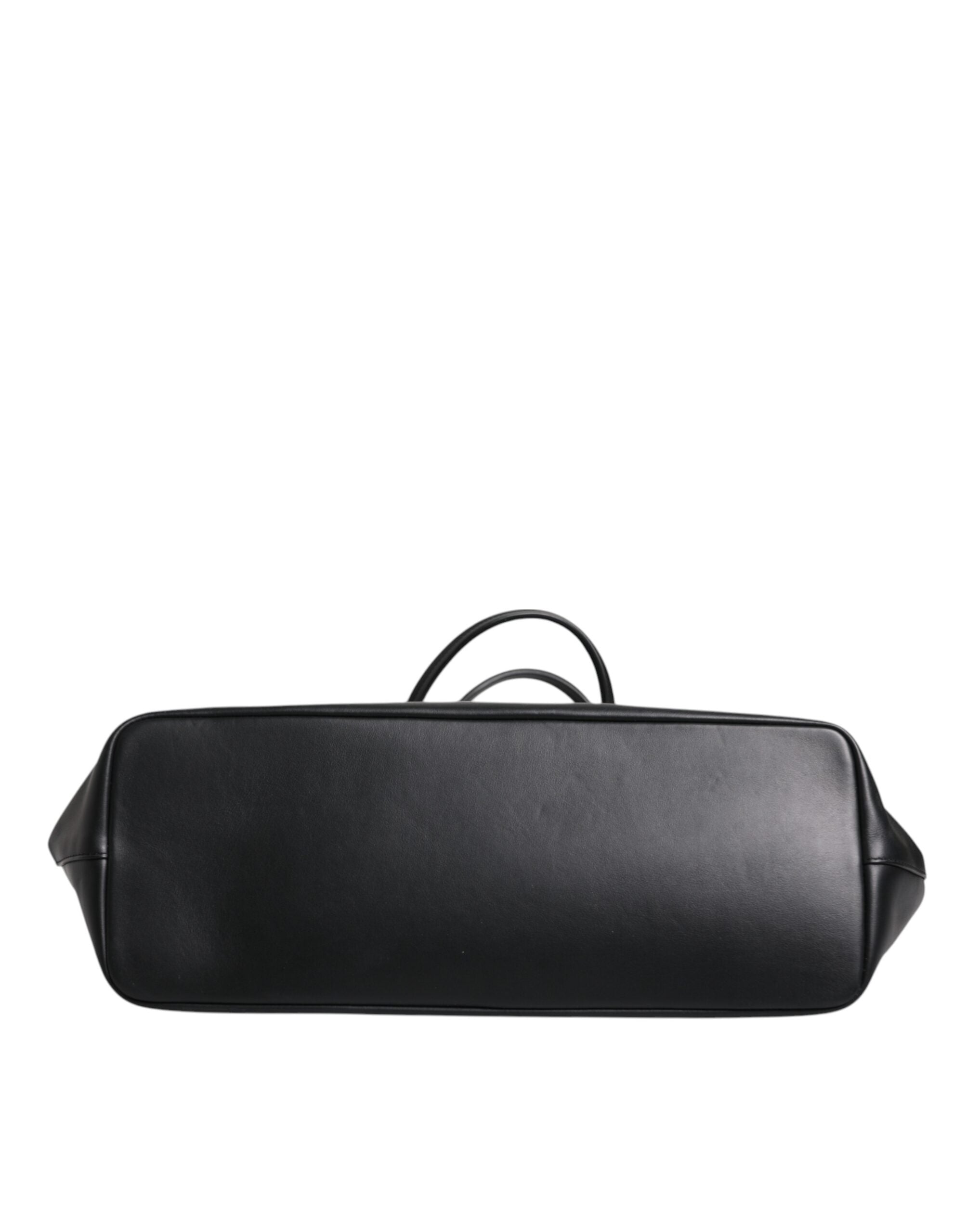 Dolce & Gabbana Black Crystal Leather Shopping Women Tote Women's Bag (Pre-Owned)