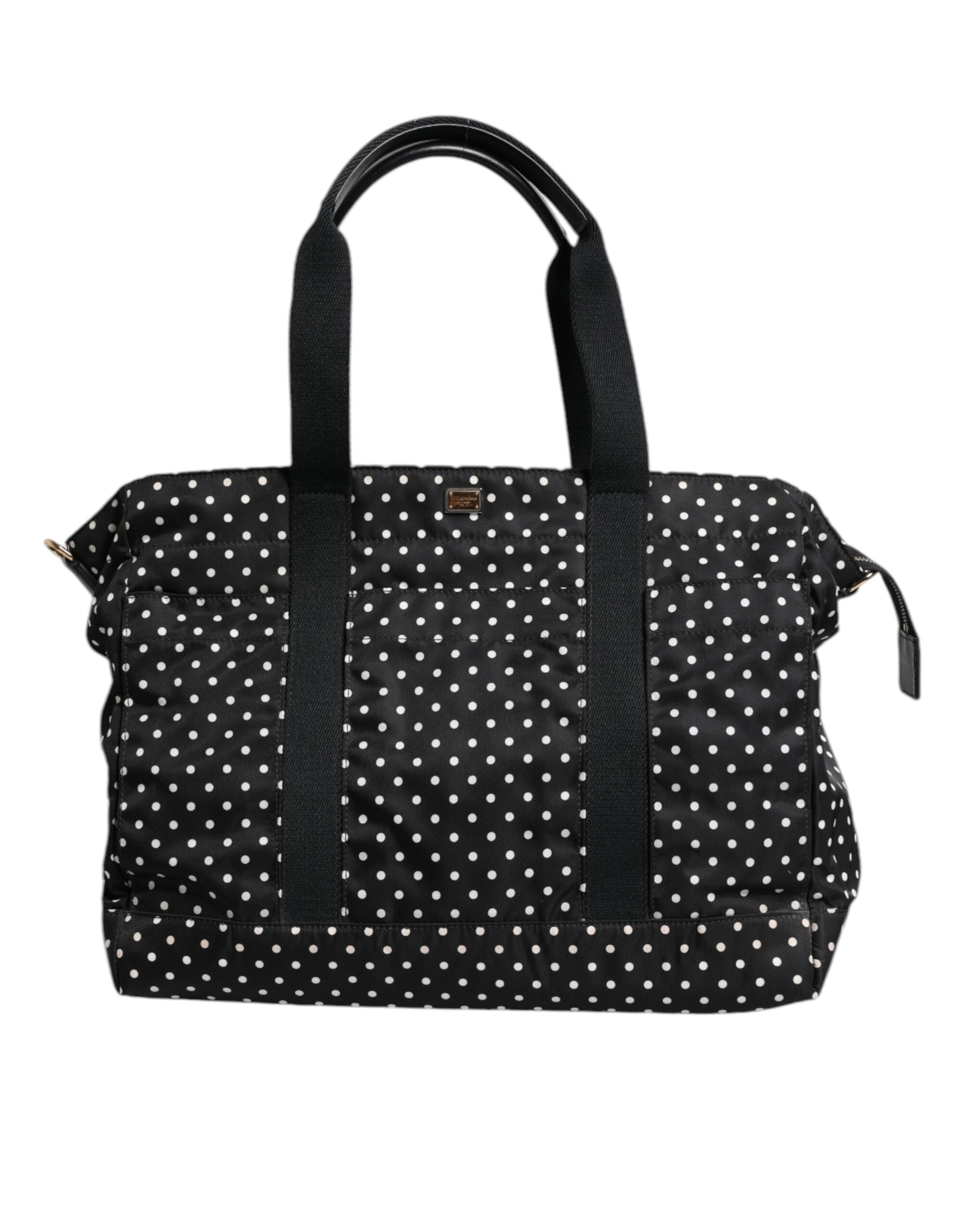 Dolce & Gabbana Black PolkaDot Nylon Shoulder Baby Tote Diaper Women's Bag (Pre-Owned)