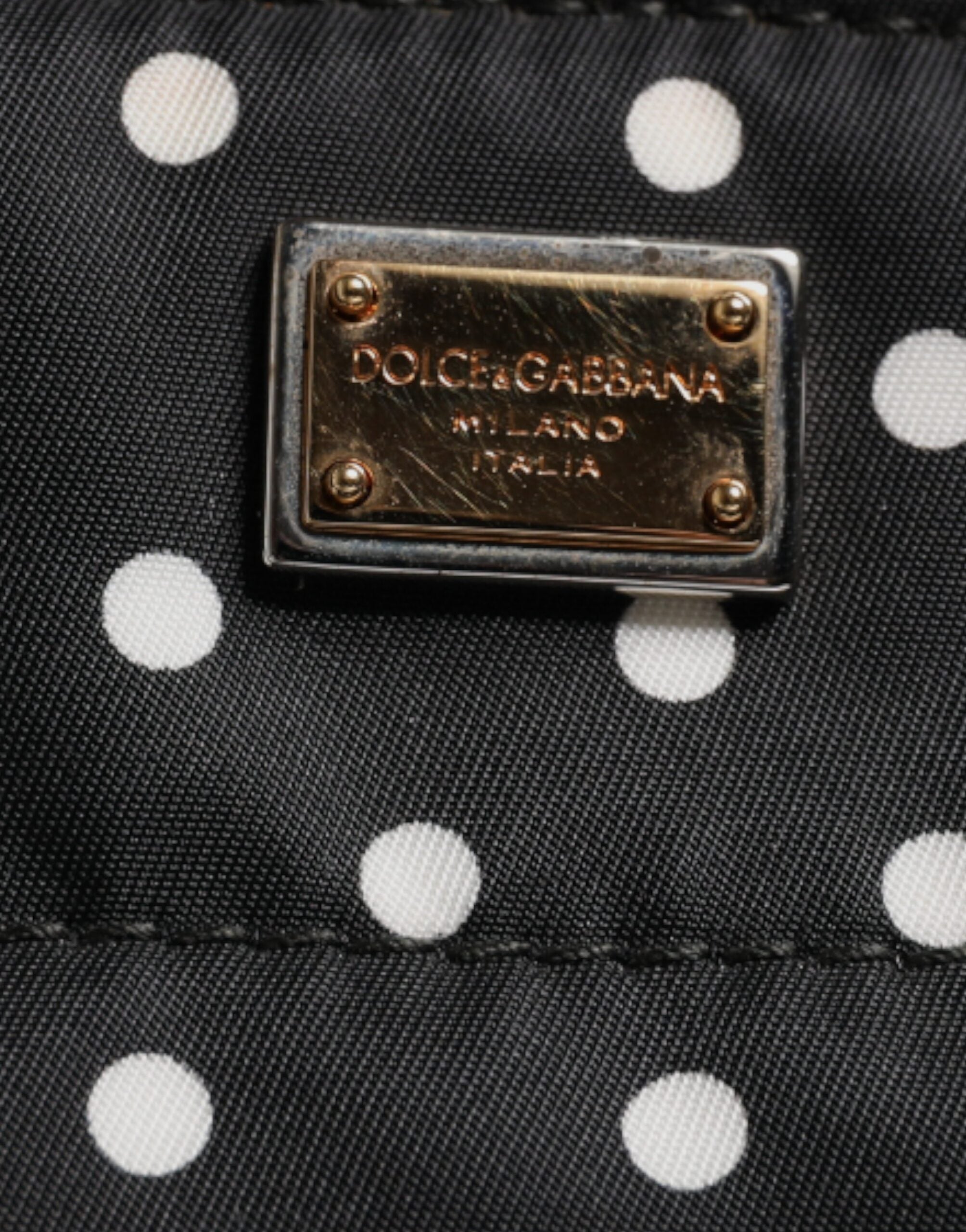 Dolce & Gabbana Black PolkaDot Nylon Shoulder Baby Tote Diaper Women's Bag (Pre-Owned)