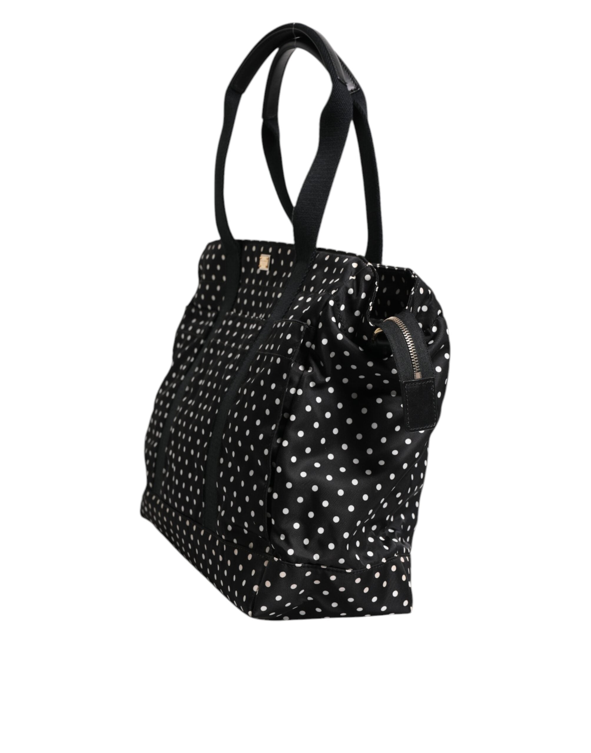 Dolce & Gabbana Black PolkaDot Nylon Shoulder Baby Tote Diaper Women's Bag (Pre-Owned)