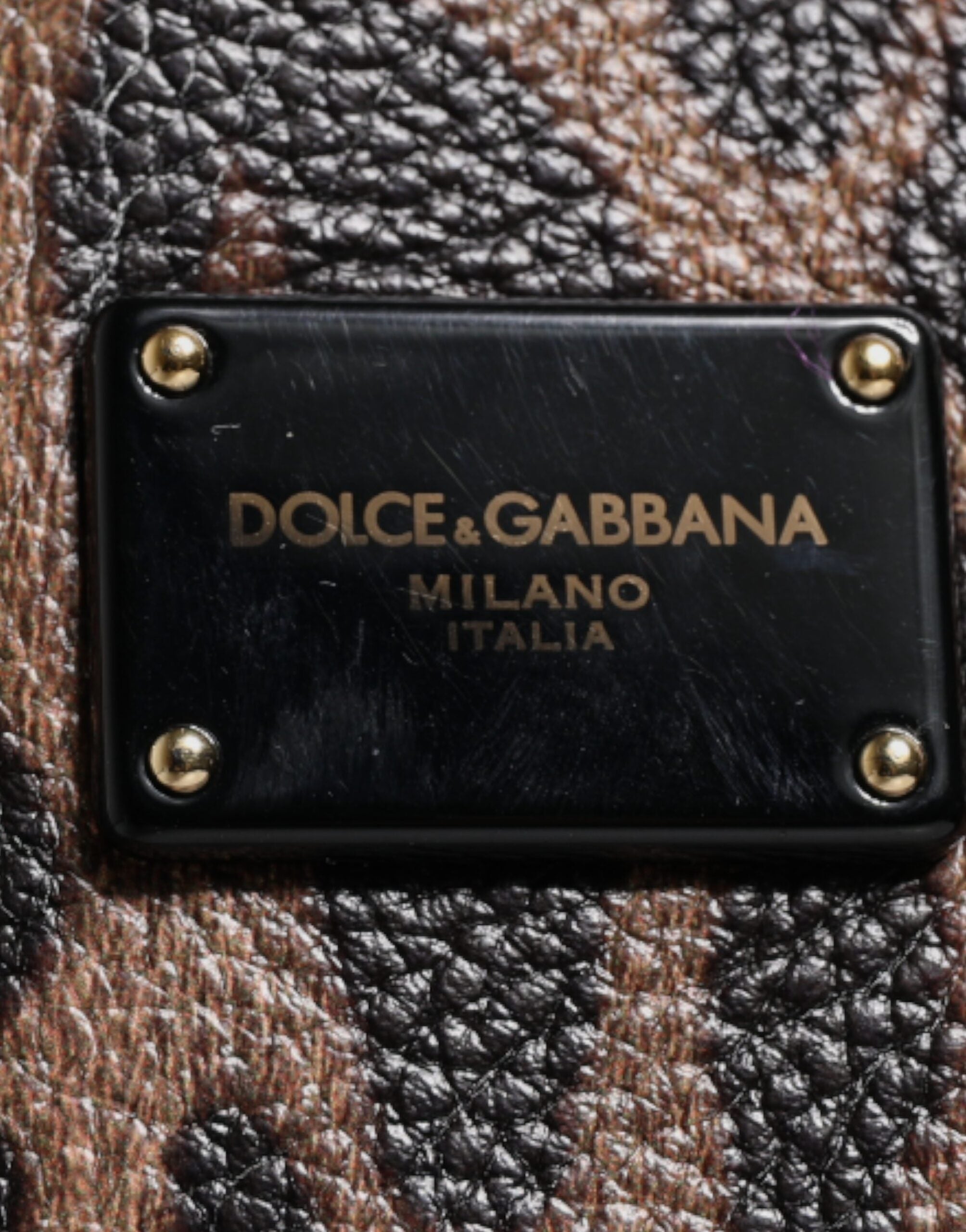 Dolce & Gabbana Brown Black Calfskin Leopard Print Shoulder Tote Women's Bag (Pre-Owned)